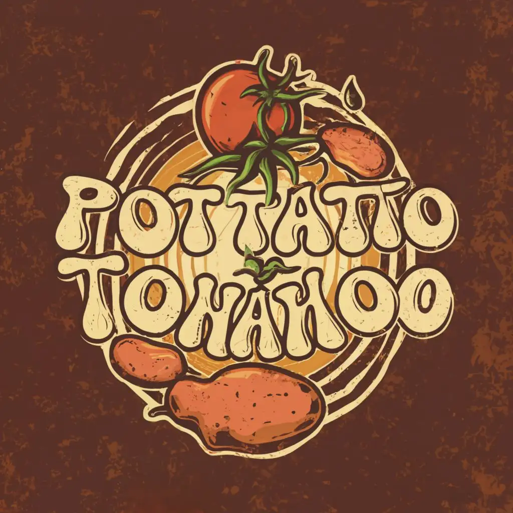 a logo design,with the text "POTATO TOMATO", main symbol:a tomato with another potato warm color template,Moderate,clear background