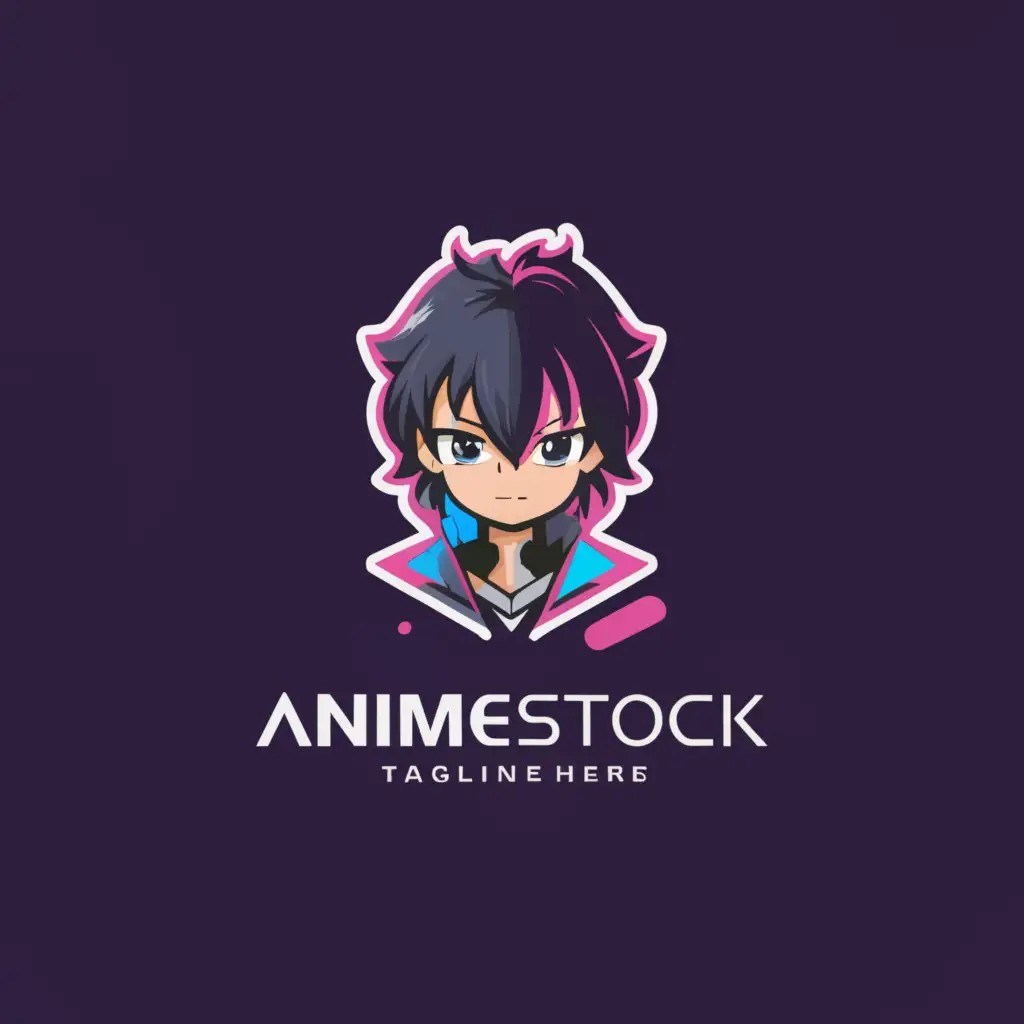 a logo design,with the text "[AnimeStock] ", main symbol:Anime,Minimalistic,be used in Entertainment industry,clear background