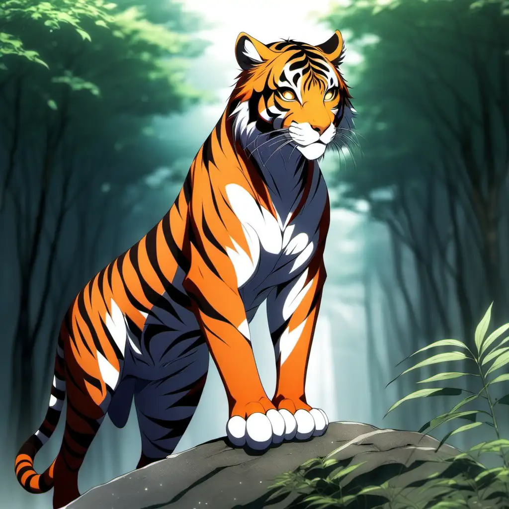 Majestic Anime Tigress in Enchanting Wilderness