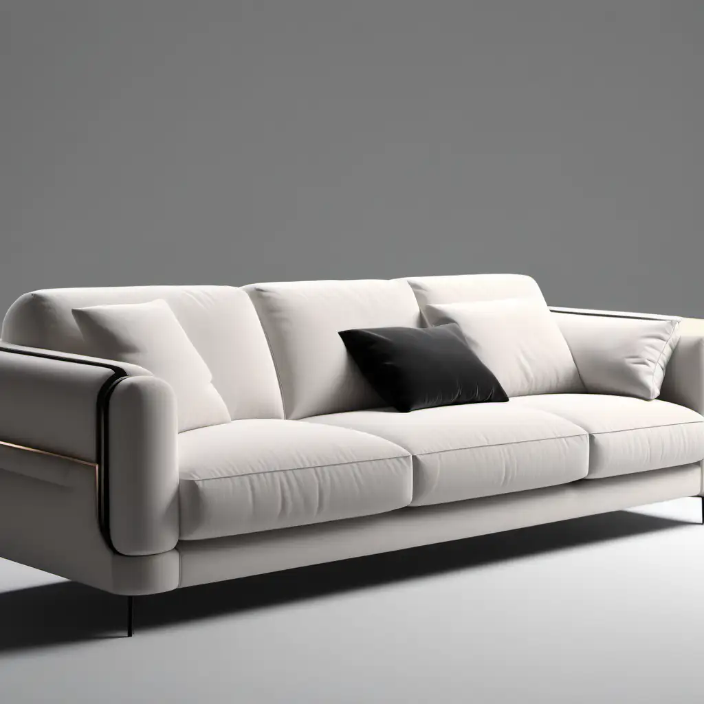 Italian Sofa with PShaped Arms and CloudLike Sleeves Minimalist Design