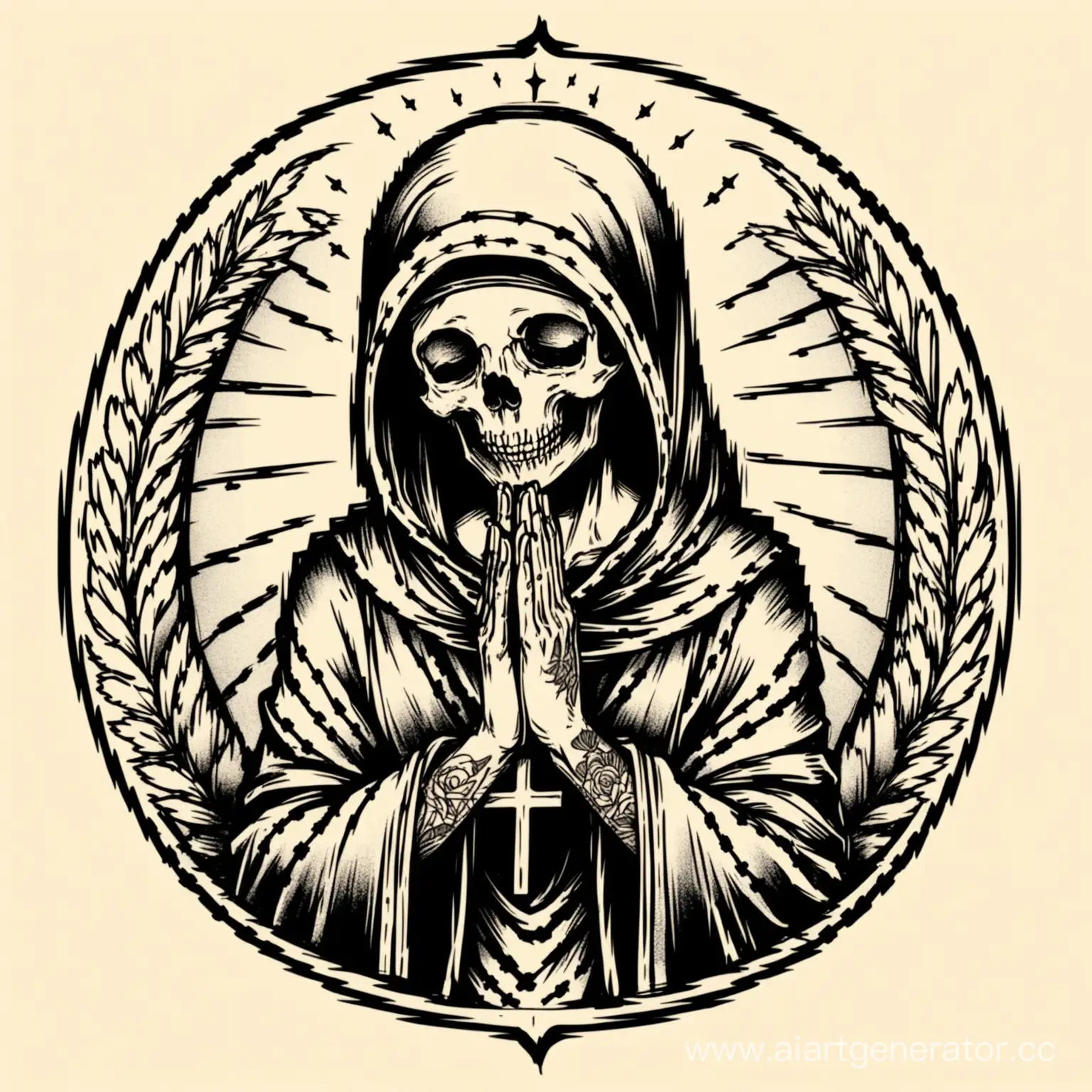 Old-School-Style-Death-Praying-Tattoo-Sketch