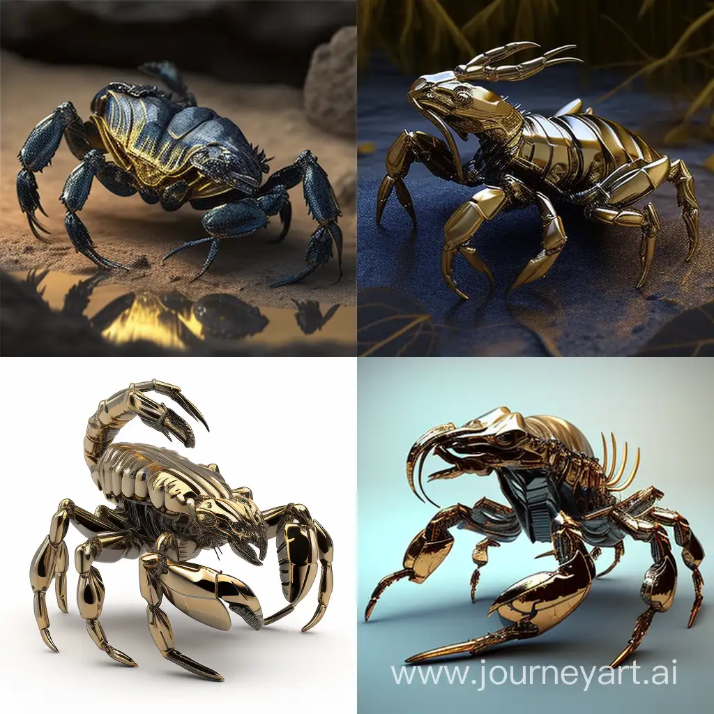 Metallic-Shiny-Scorpion-Artwork-Exquisite-Realistic-Animal-Rendering