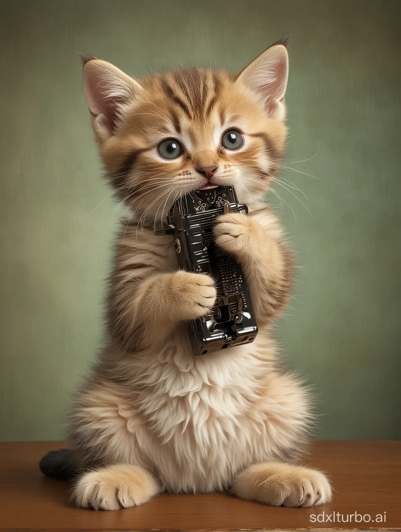 Anthropomorphic-Kitten-Playing-Harmonica