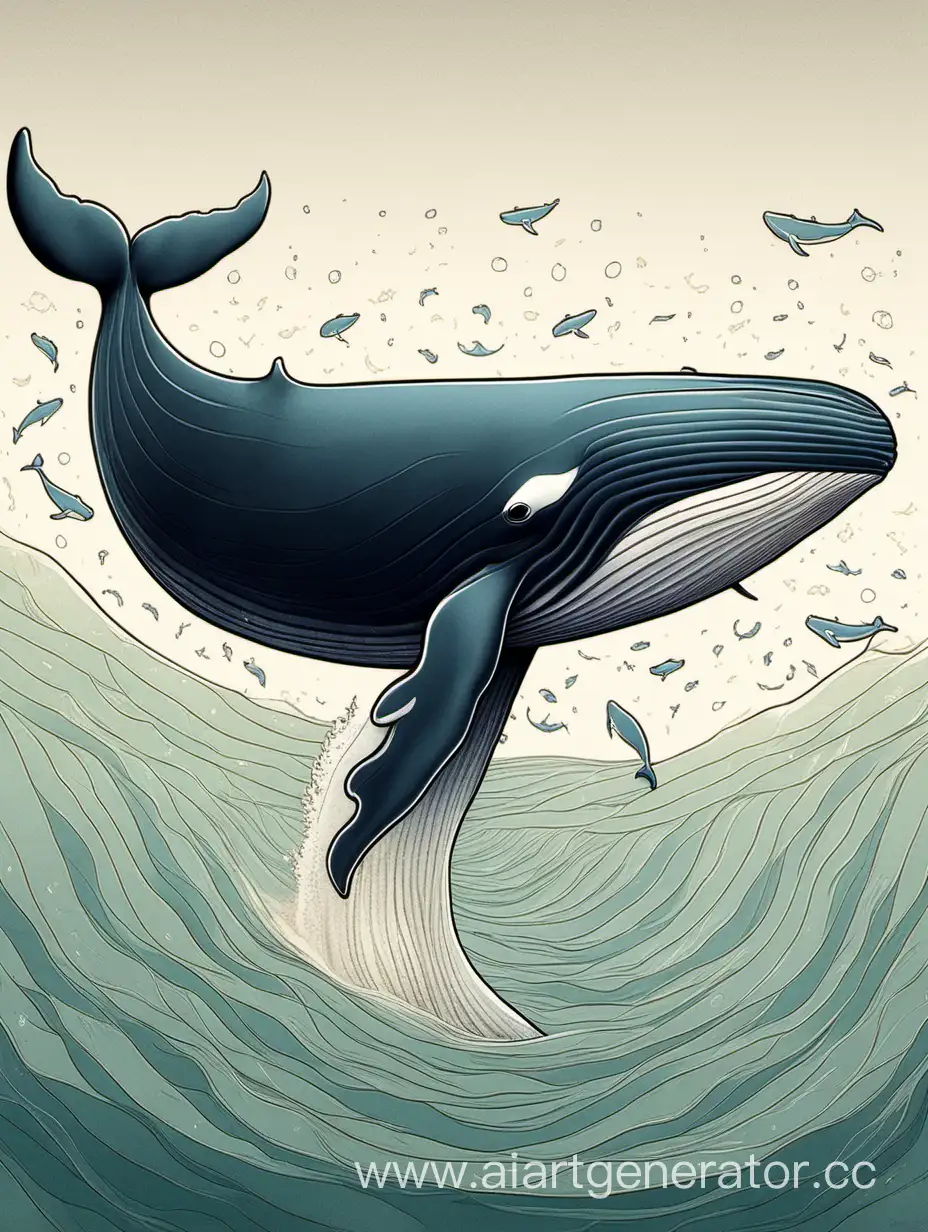 Majestic-Ocean-Creature-Graceful-Whale-Swimming-in-Deep-Blue-Waters