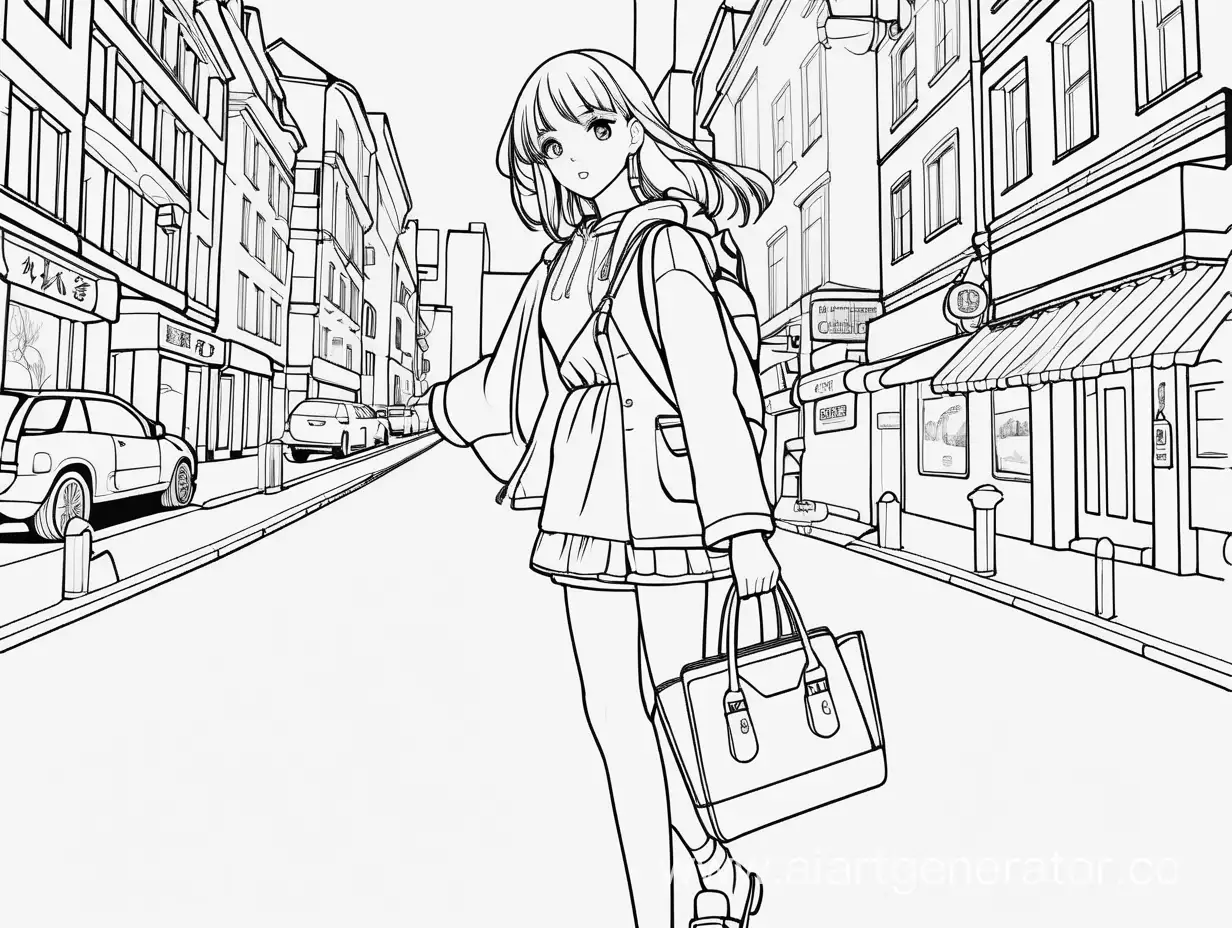 Fashionable-Anime-Girl-Walking-in-City