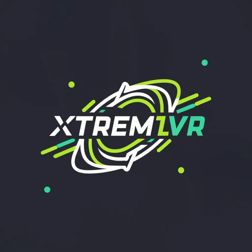 a logo design,with the text "XtremVR", main symbol:virtual reality, speed , green , free fall,complex,be used in Sports Fitness industry,clear background