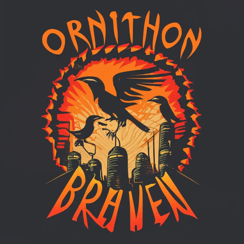 LOGO-Design-for-Ornithon-Psychedelic-Raven-Rock-Band-with-Dystopian-Industrial-Theme