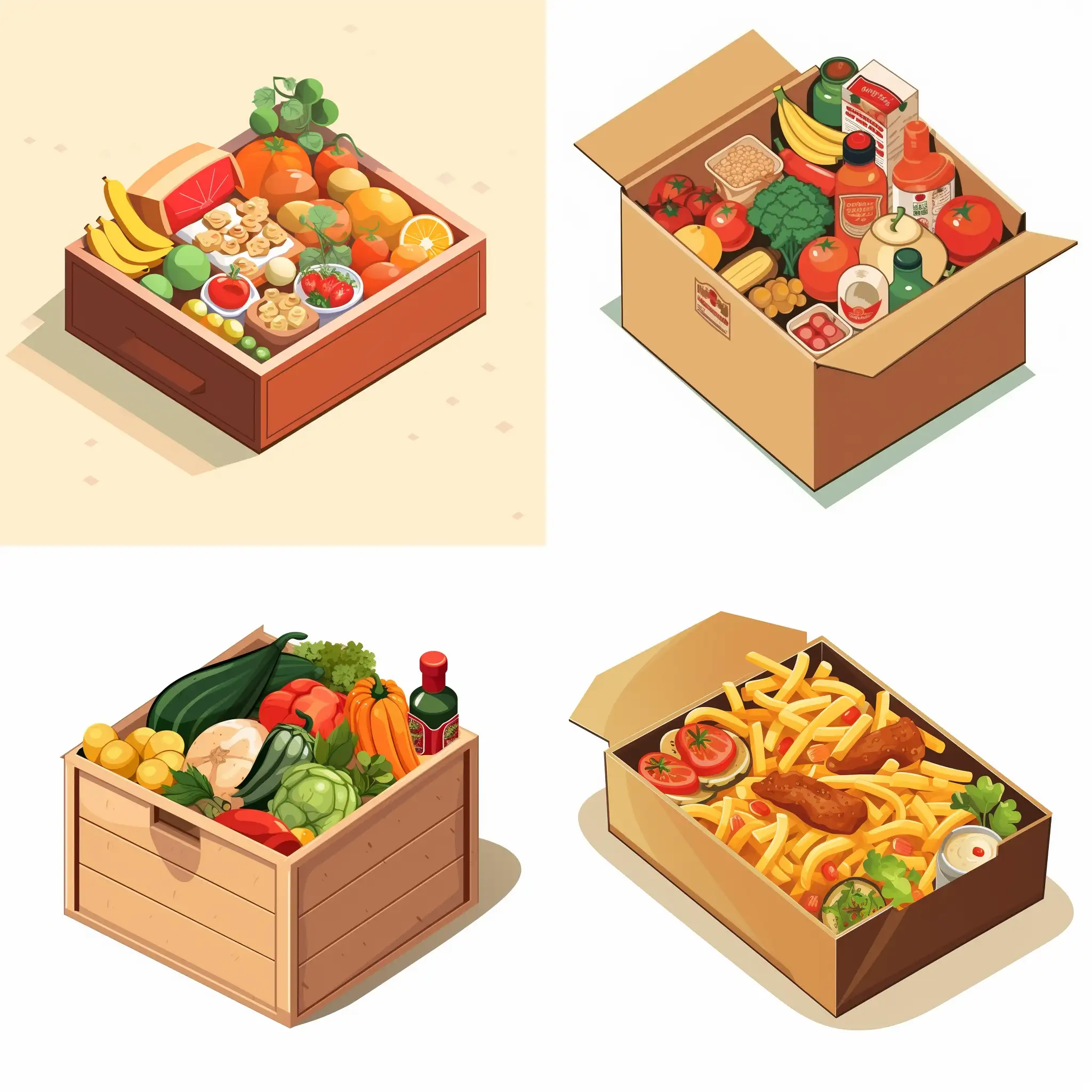 food box in isometric, vector style