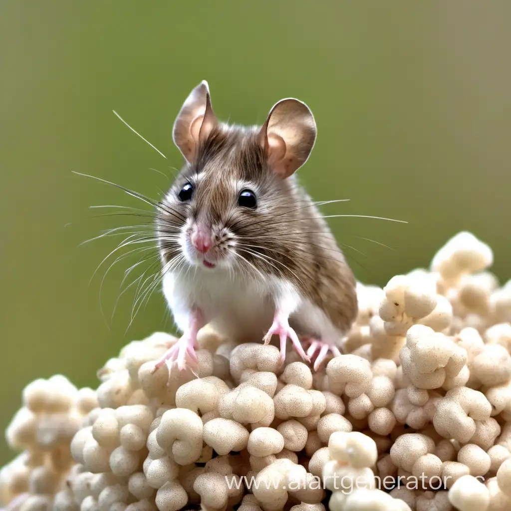 Adorable-Mouse-Puffed-Up-on-Buckwheat
