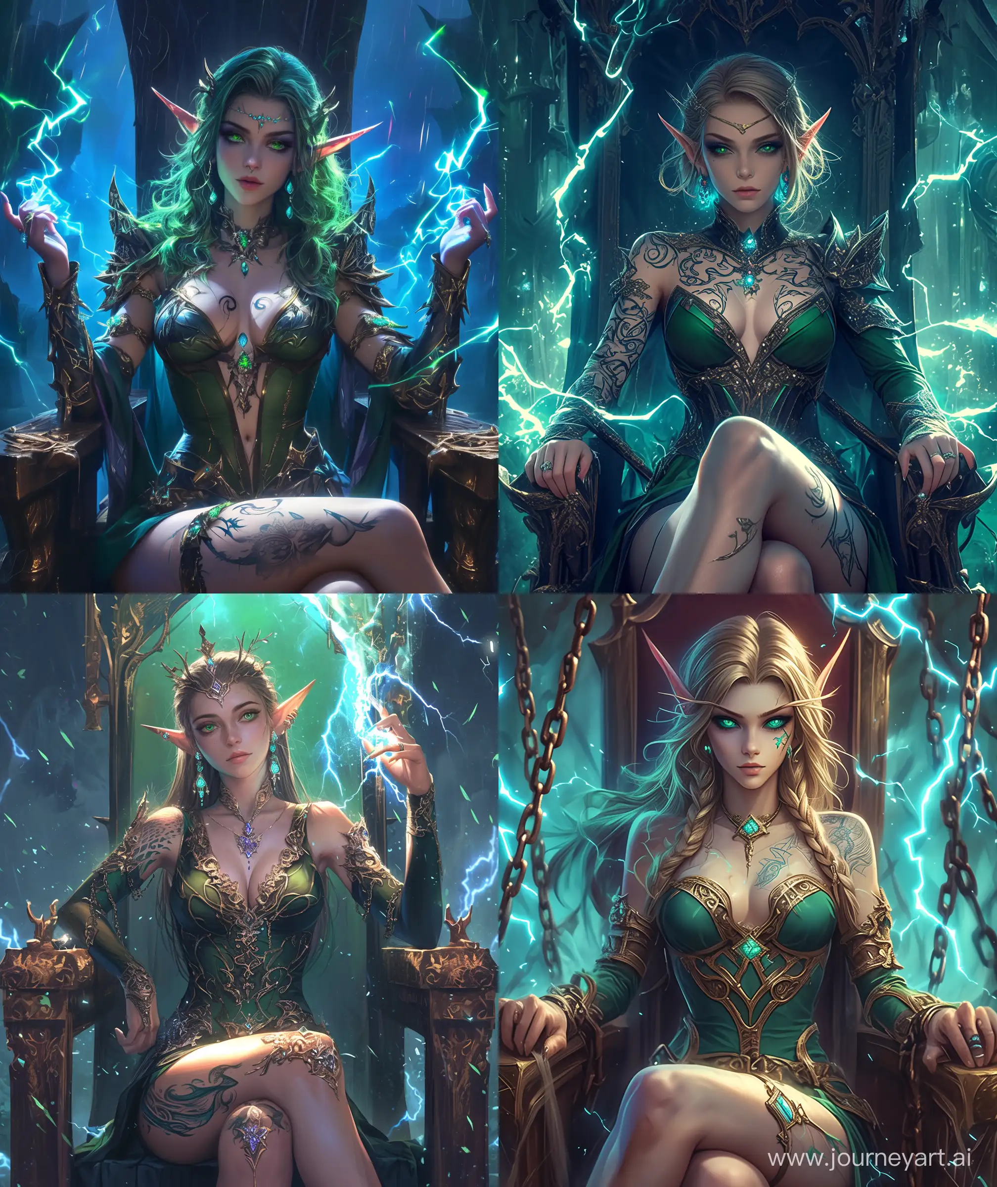 Enchanting-Seagreen-Elf-Queen-Commanding-Thunder-on-Majestic-Throne