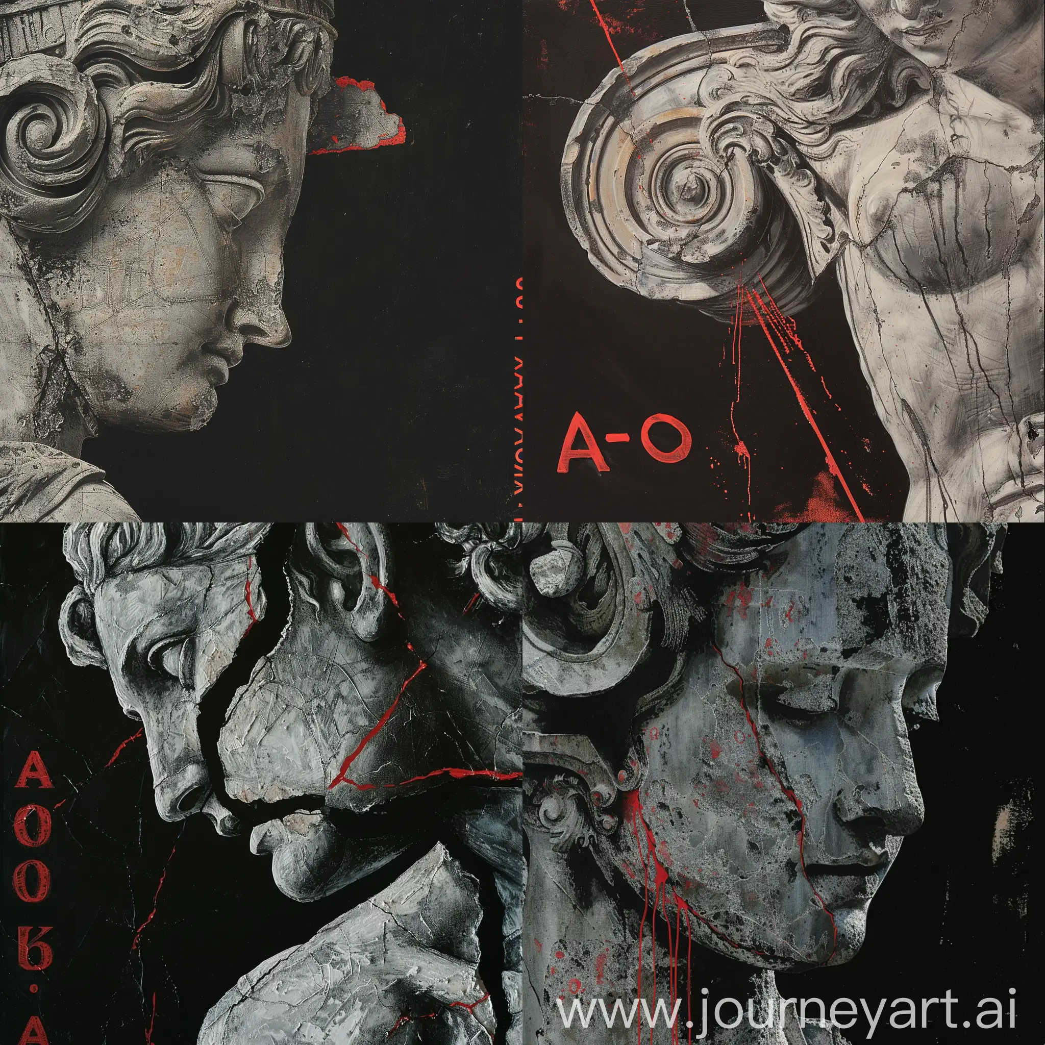 Renaissance-Stone-Sculpture-Female-Torso-and-Face-CloseUp-with-Red-Accents