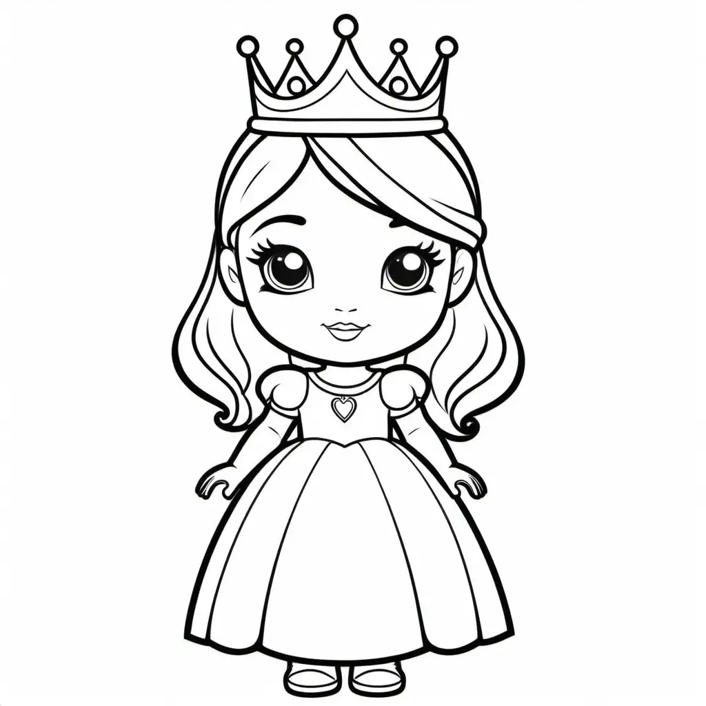 Toddler Princess Coloring Page with Puppy and Crowns
