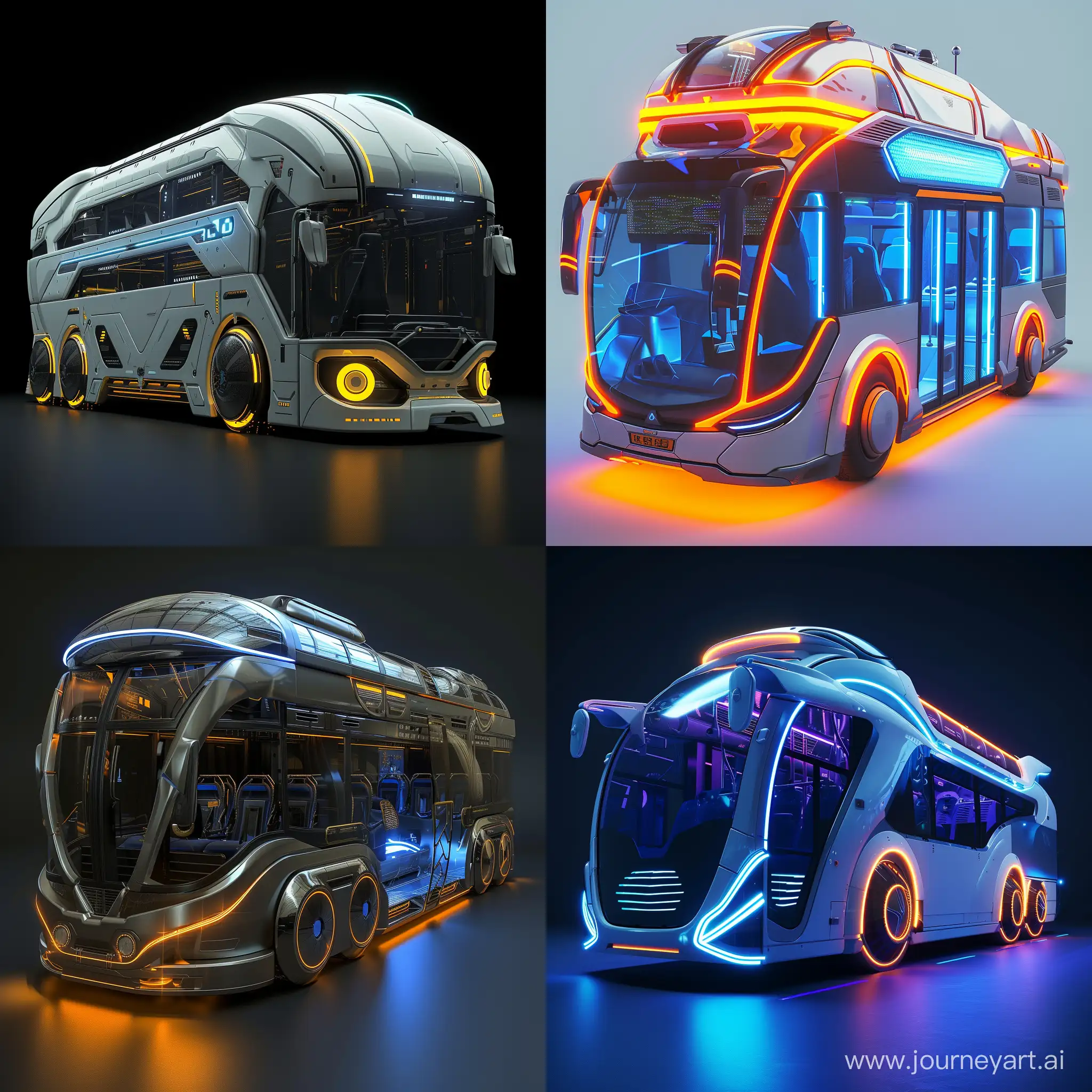 Futuristic bus, in sci-fi style