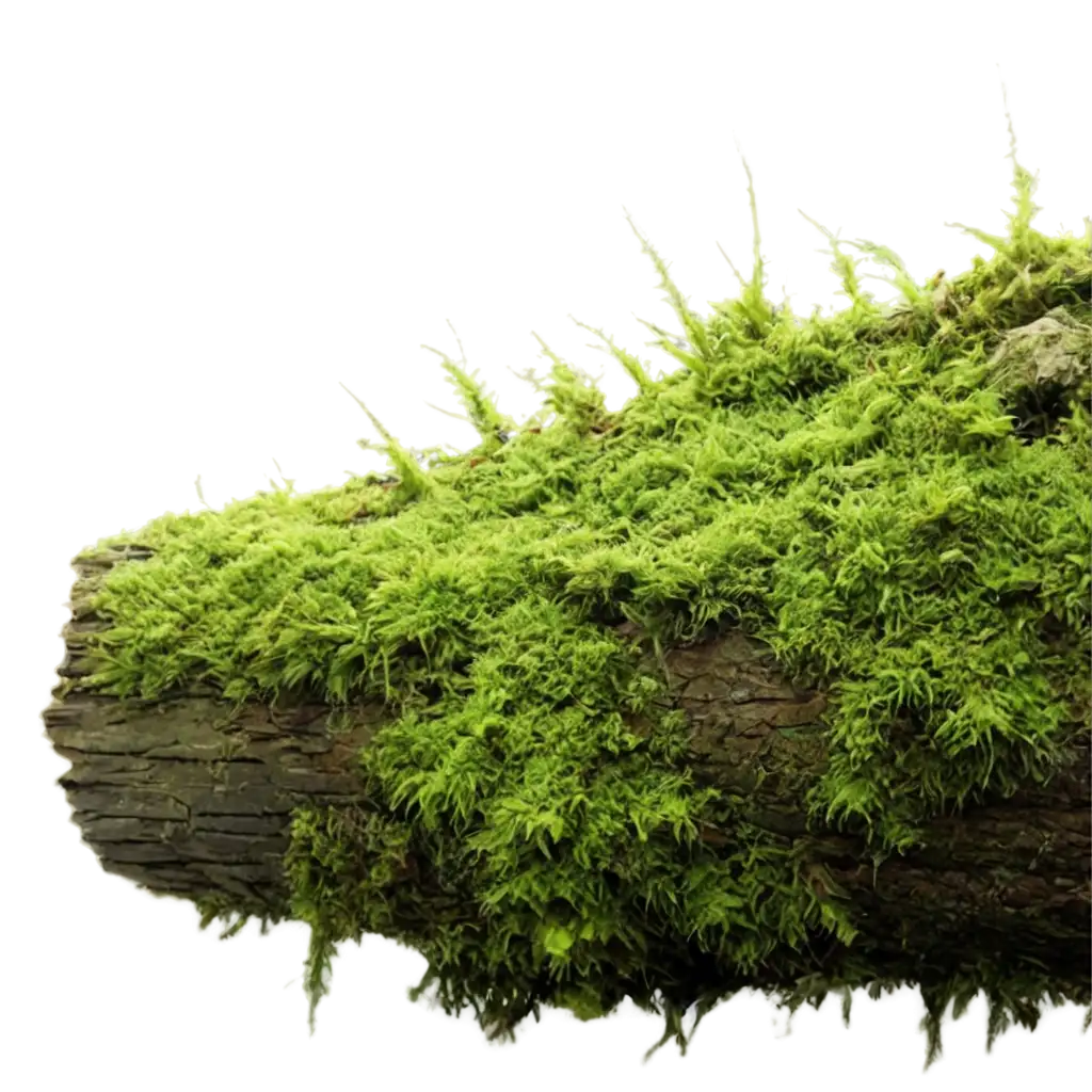 log covered with dew and moss