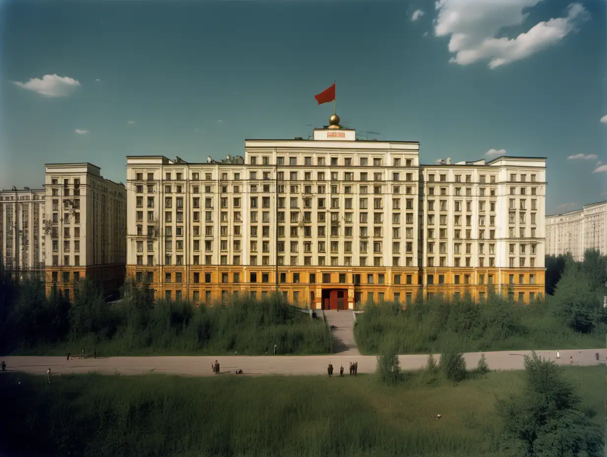 Vibrant Panoramic View of Lenins Moscow Apartment on a Summer Afternoon