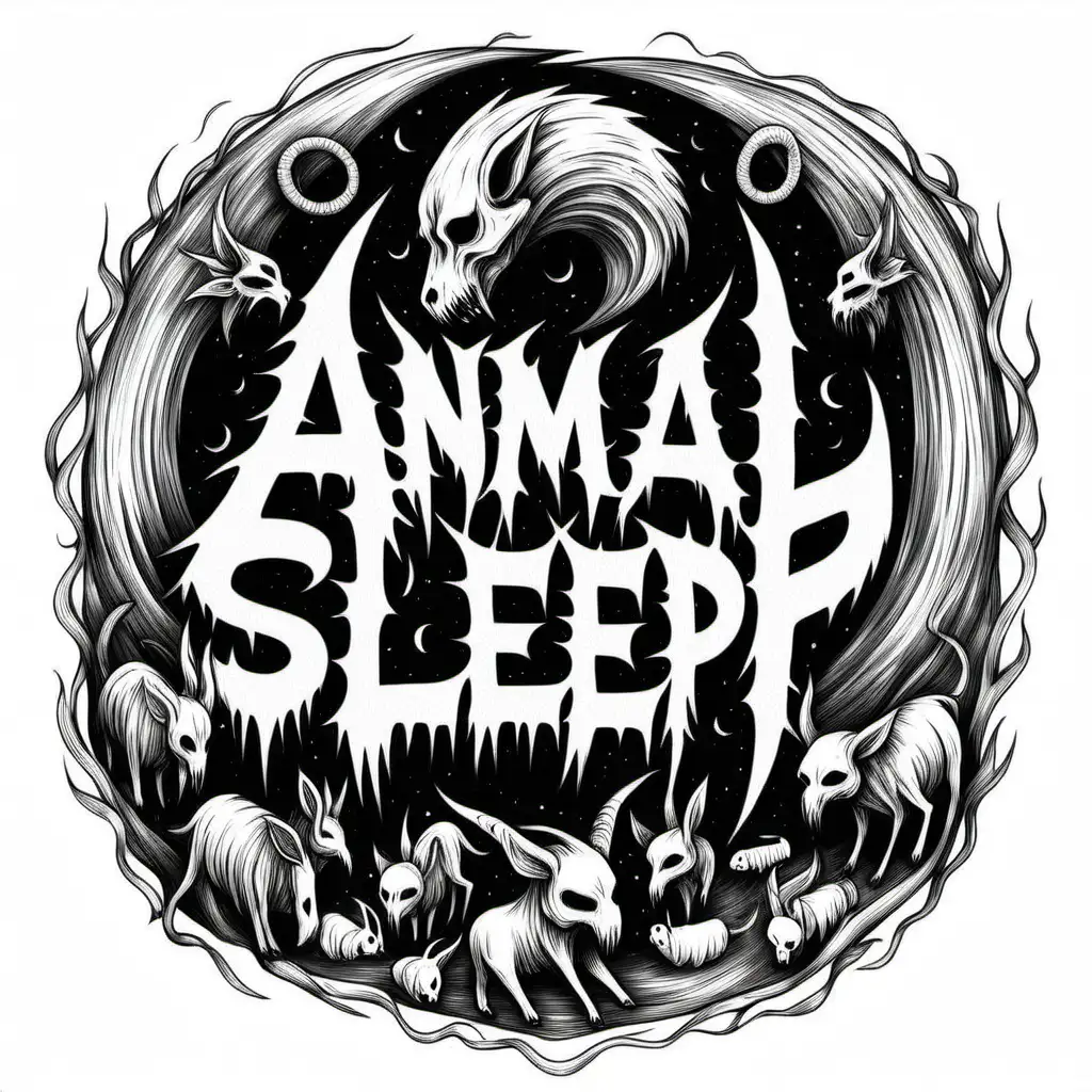 Hand Drawn Animal Sleep Death Metal Logo