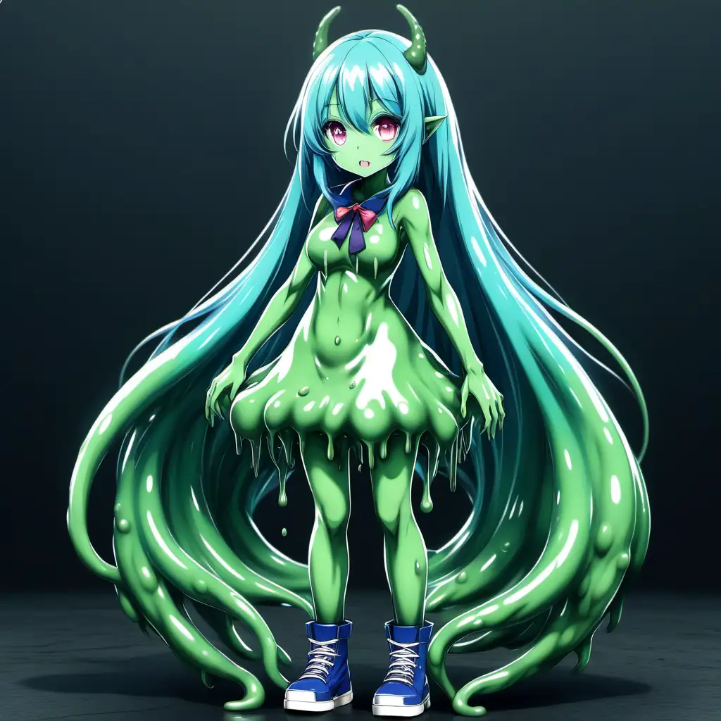 Cute anime Slime monster girl full body shot