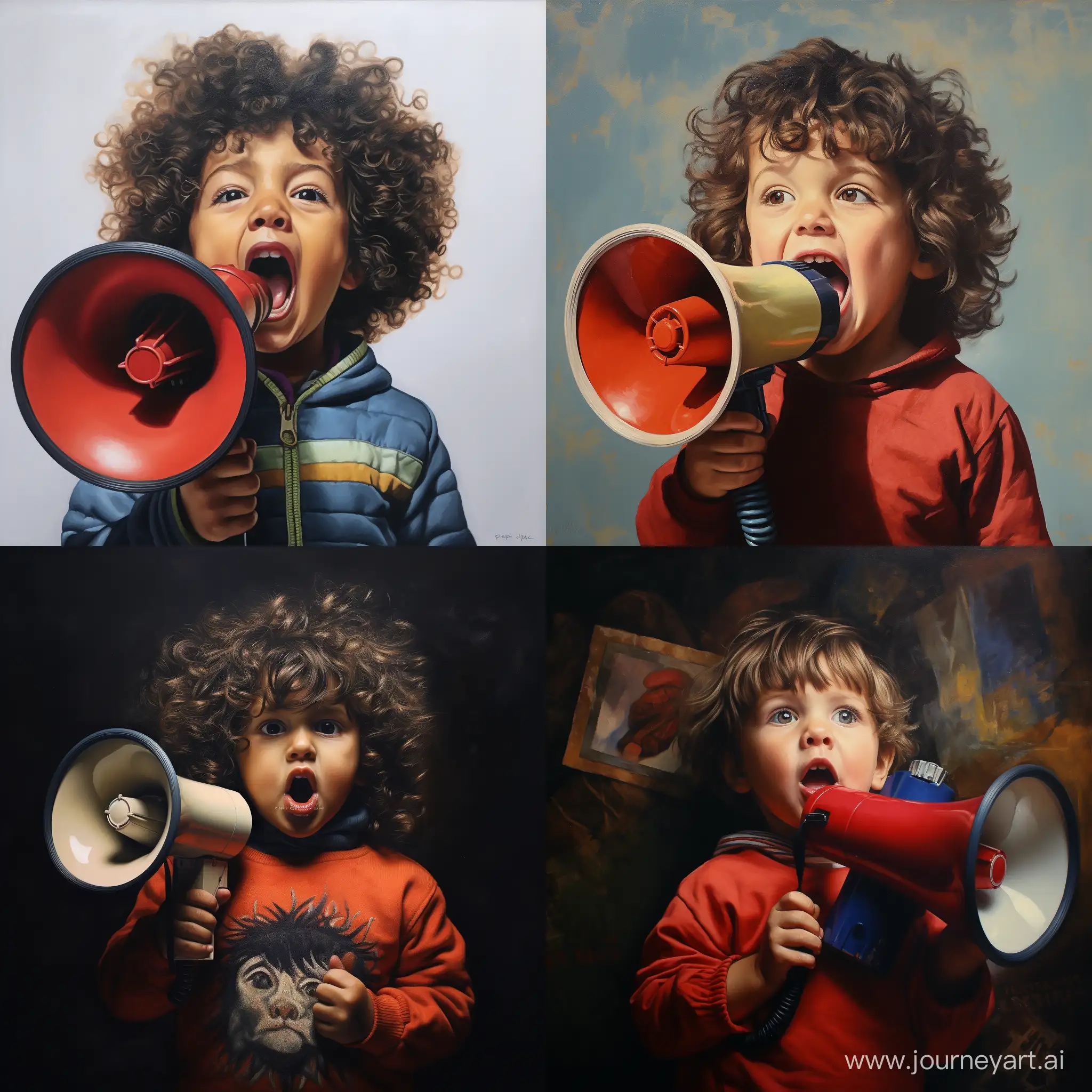Enthusiastic-Child-with-Megaphone-in-Vibrant-Setting