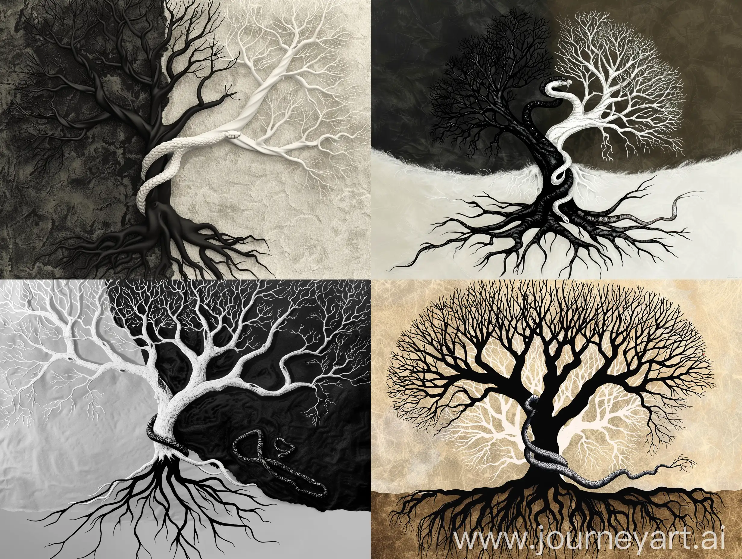 Serpent-Wrapped-Monochrome-Tree-Symbolic-Representation-of-Conscious-and-Unconscious-Mind