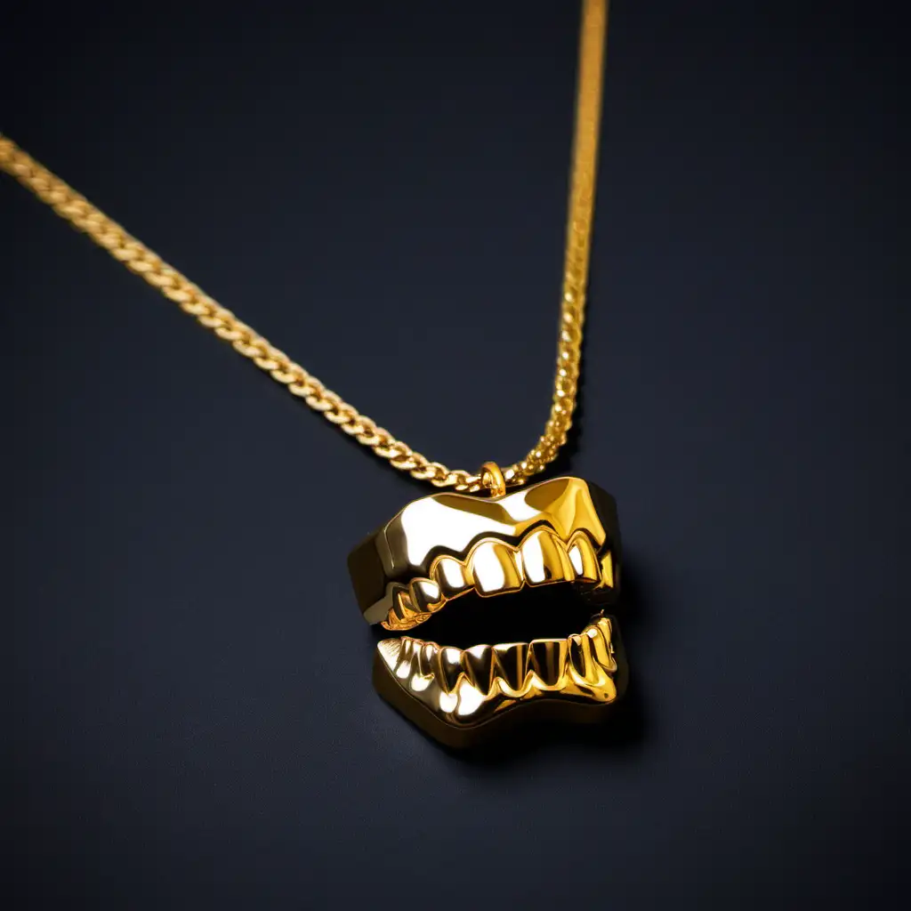 gold-dipped teeth necklaces