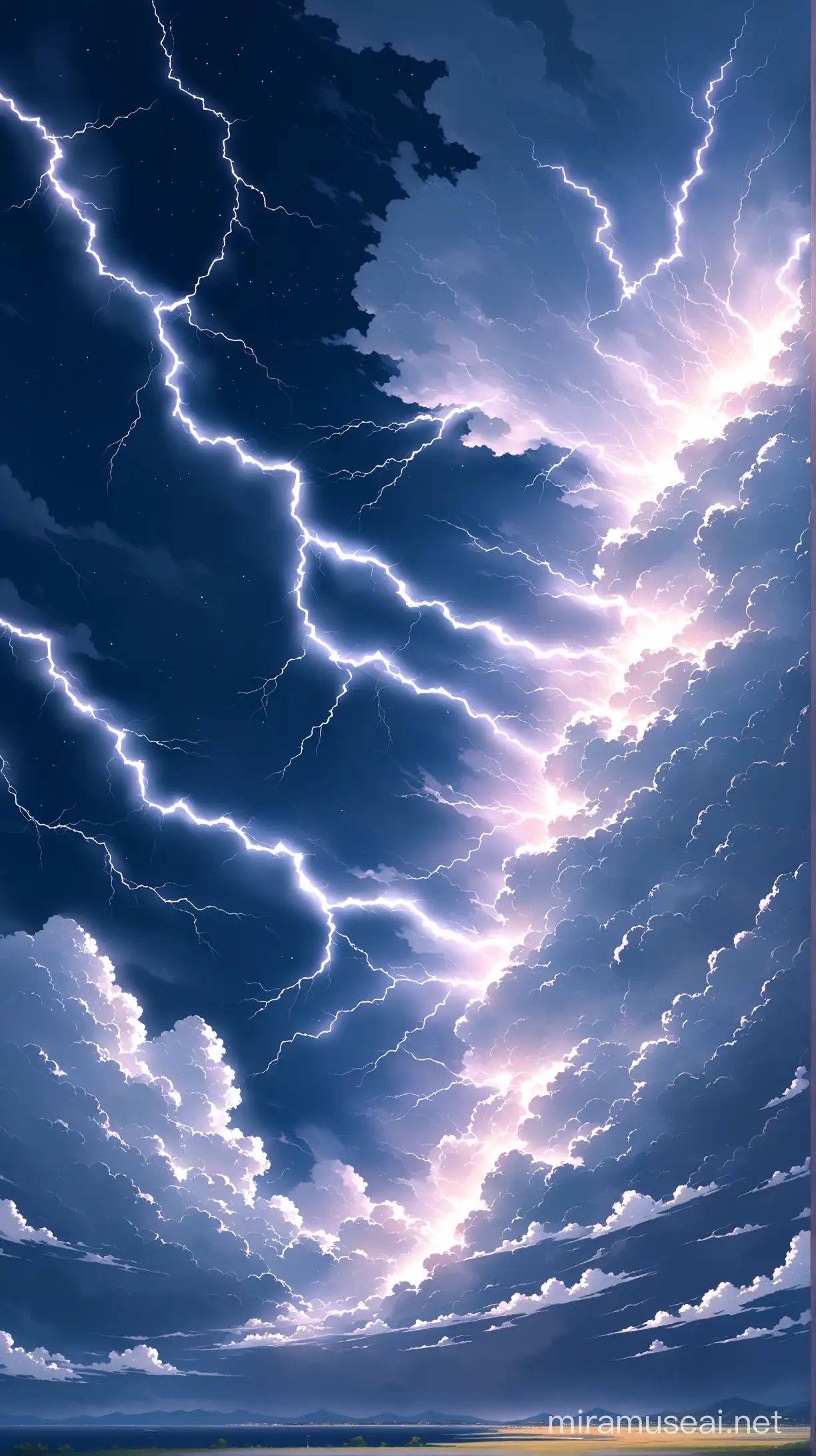 Majestic LightningStreaked Clouds with Heavenly Radiance