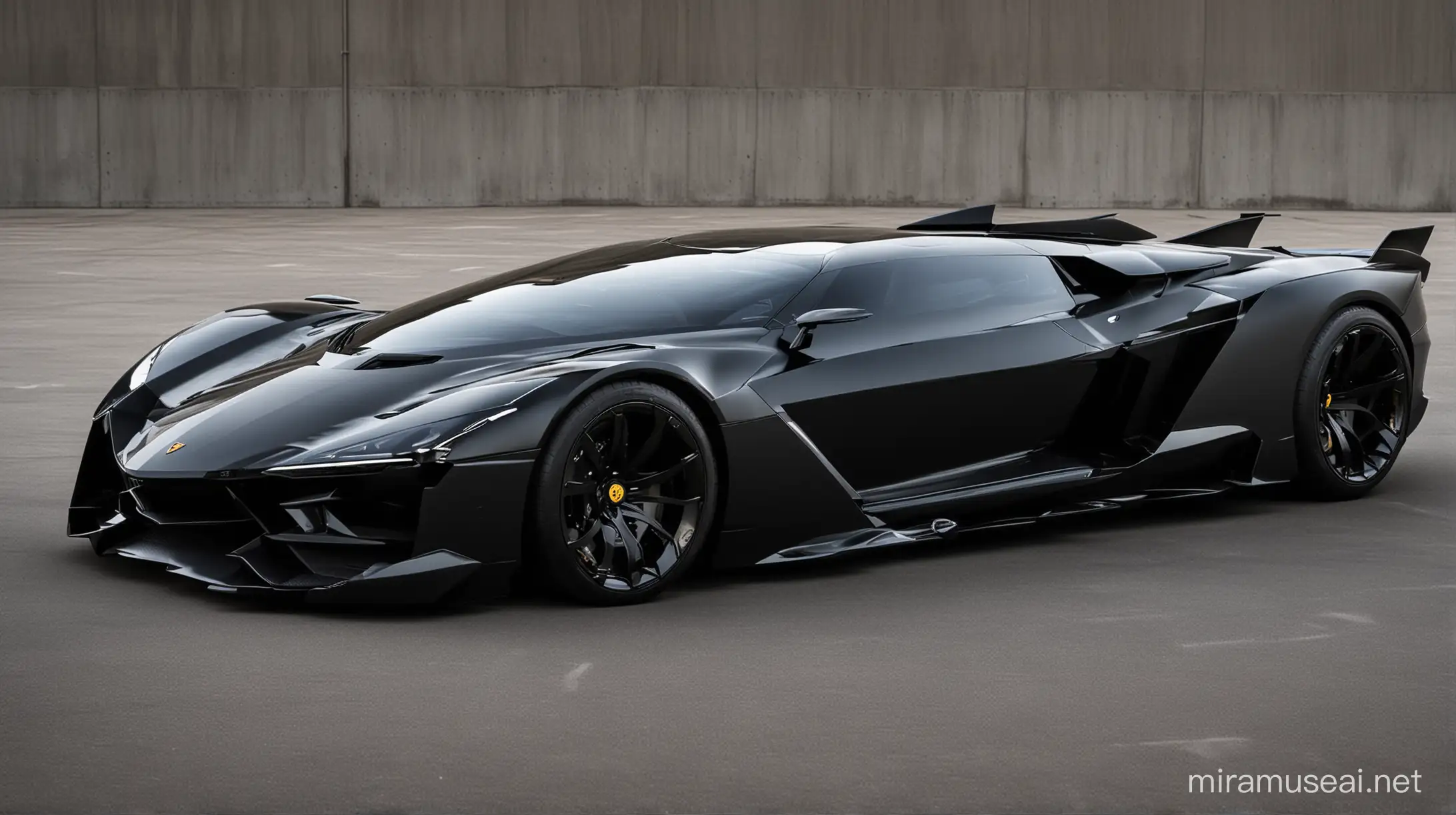 Futuristic Concept Lamborghini Batmobile in Sleek Black Design