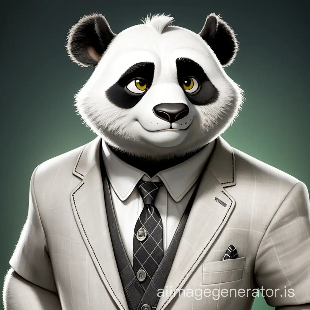 Zootopia Panda dressed in 1920s Mob suit with mean look