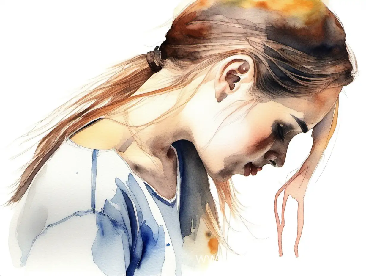 watercolor drawing of the upper part of the sleeve on the girl, side view, right side, highlighted on a white background, close-up