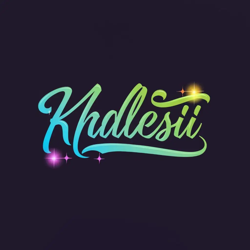 logo, just name and glow, with the text "Khaleesii", typography