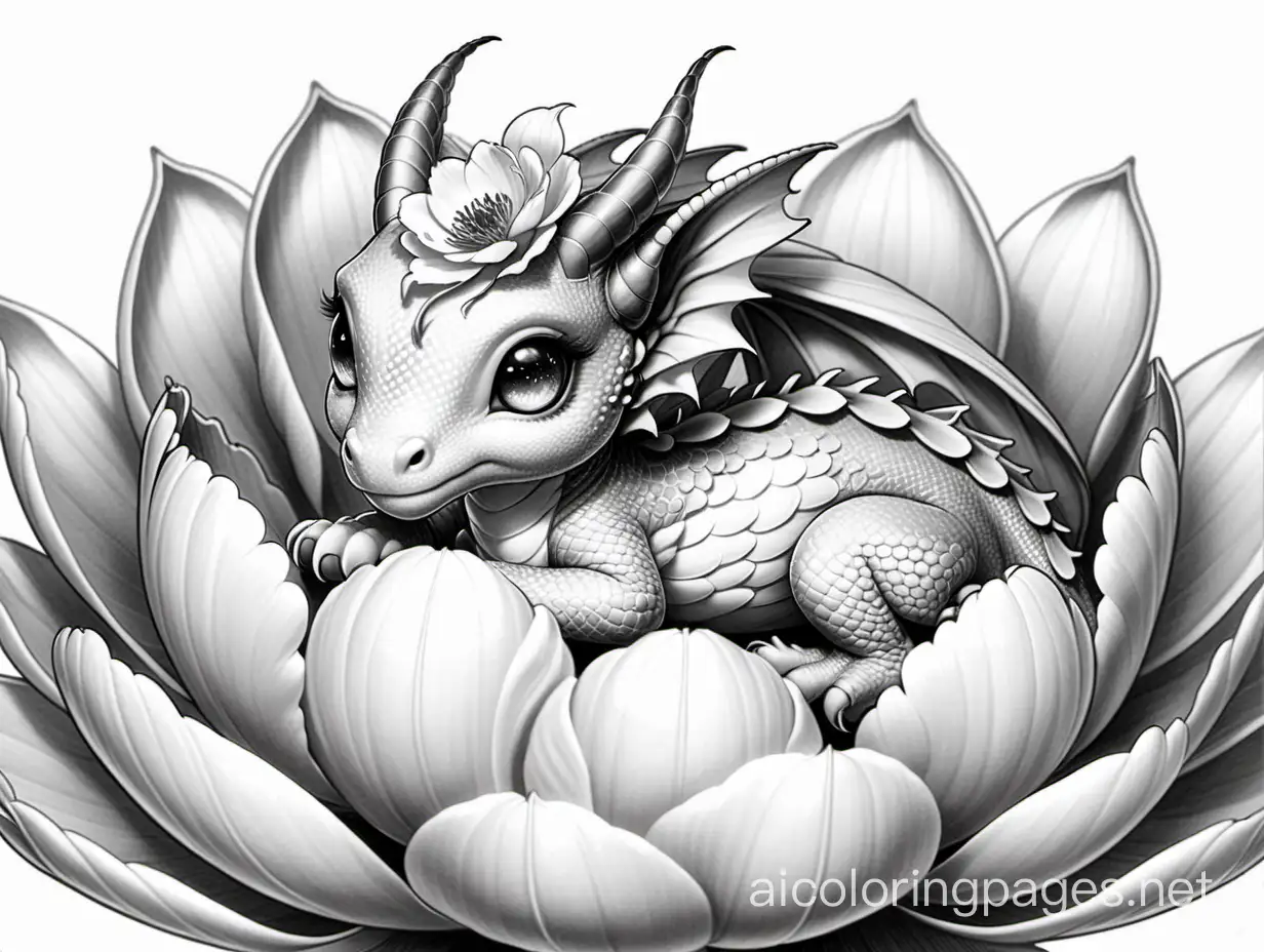 Sleeping-Dragon-in-Peony-Flower-Coloring-Page-for-Kids