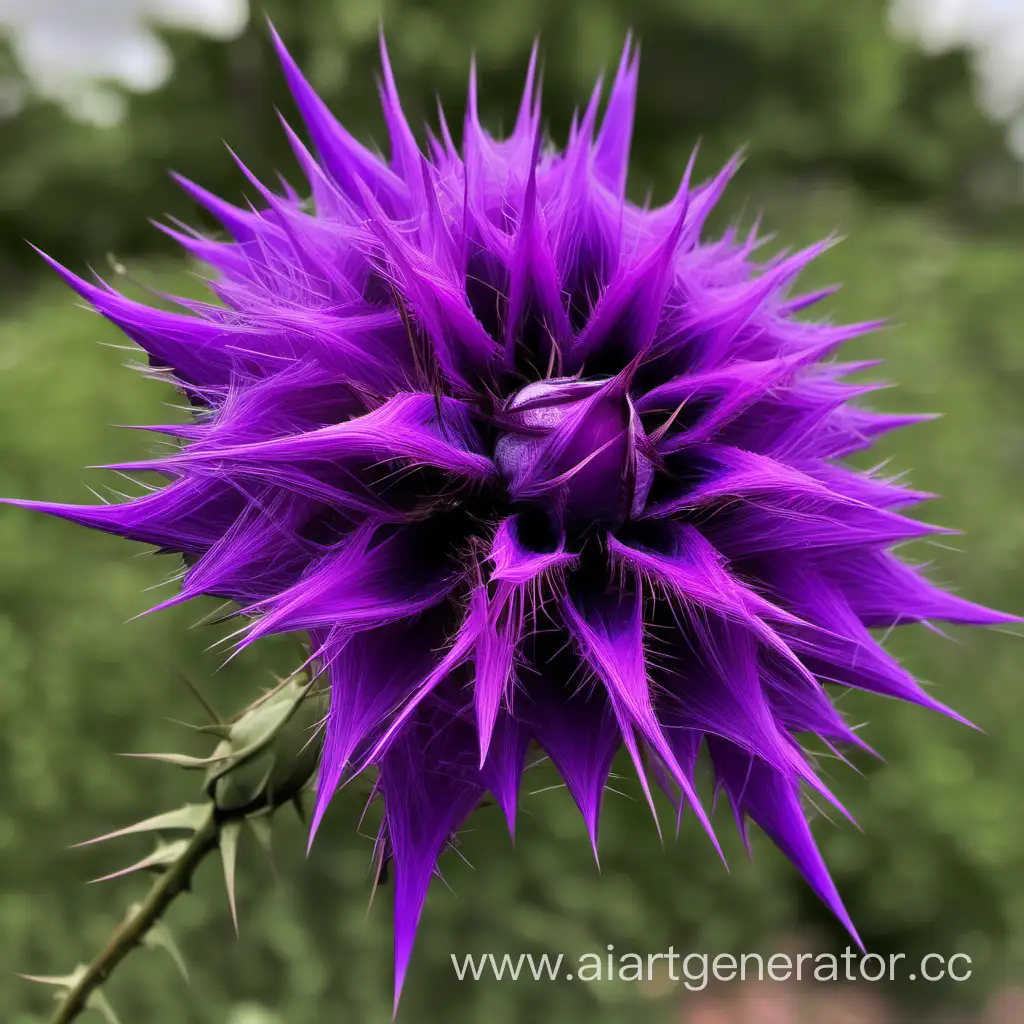 Exquisite-Purple-MultiPetaled-Flower-with-Thorny-Stem-Resembling-a-Graceful-Rose