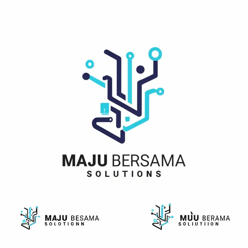 a logo design,with the text "MAJU BERSAMA SOLUTION", main symbol:COMPUTER, TELECOMMUNICATIONS AND TECHNOLOGY,Moderate,be used in Technology industry,clear background