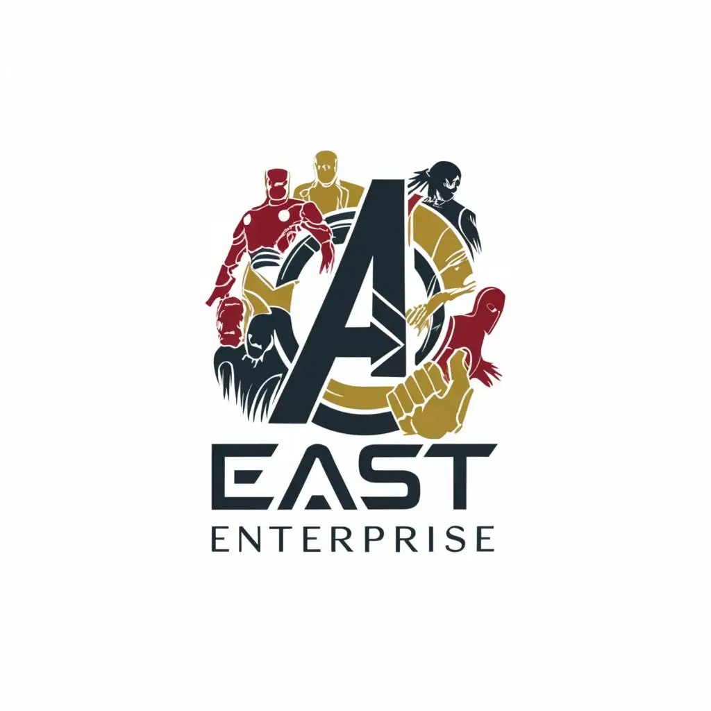 a logo design,with the text "East Enterprise", main symbol:please create a top-notch logo of East enterprise which should represent the culture and business in East part of united states, the logo should have "east enterprise"as its title and need to simple and creative. This Logo is for the business in Dell technologies.
•We are an inclusive culture of personal and professional growth, servant leadership, and intentional mentorship.
•We are passionate technologists who take initiative to create solutions for our clients’ business success.
•We seek opportunities for personal and professional growth.
•We are whole-person leaders in every role who take accountability, lead with empathy, and actively listen.
•We practice our passions to create a great experience for our team members and our clients. 
I need all the avengers in the logo.,complex,be used in Technology industry,clear background