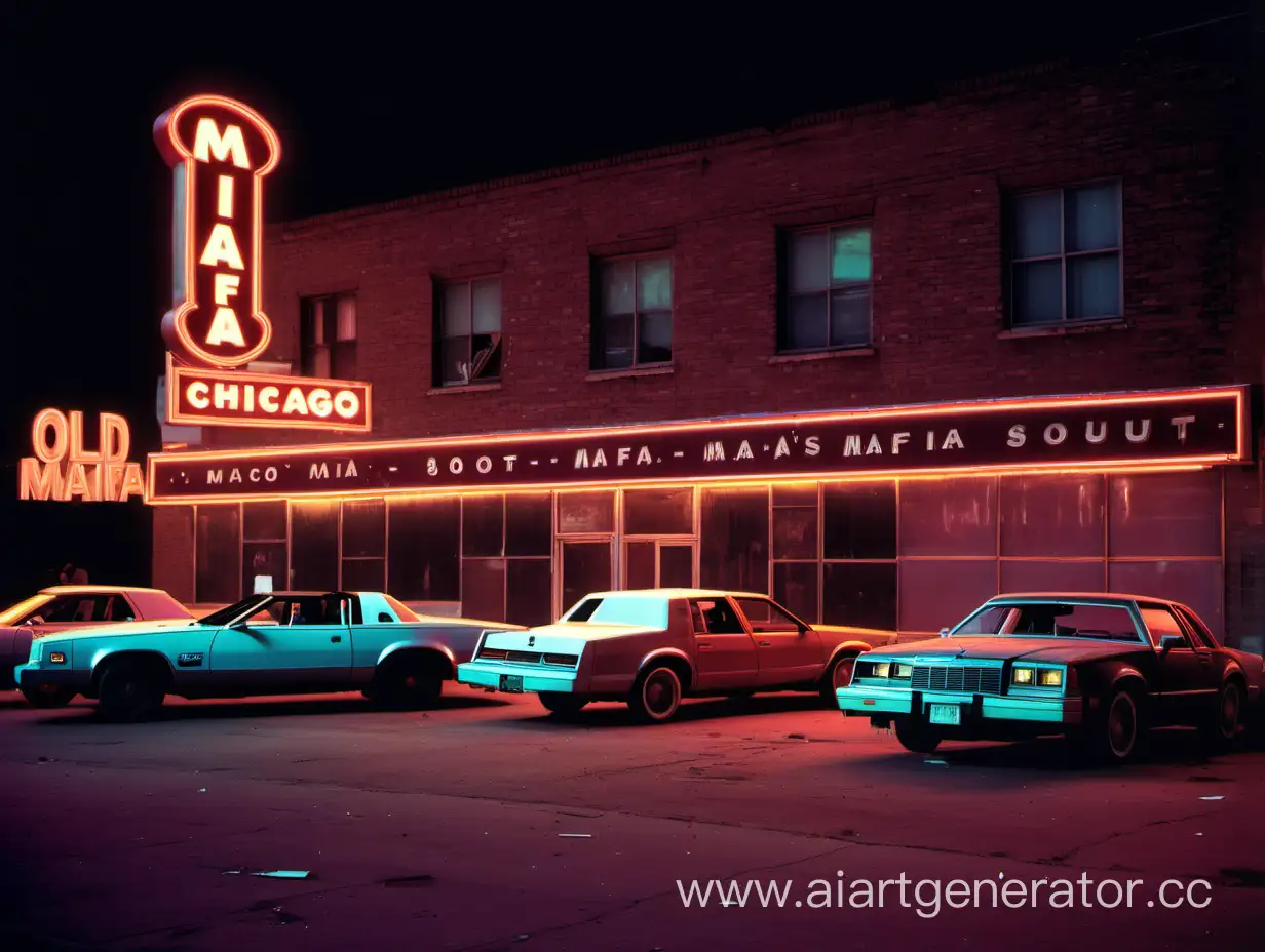 Chicago-80s-Mafia-Shootout-with-Vintage-Cars-and-Neon-Signs-at-Night