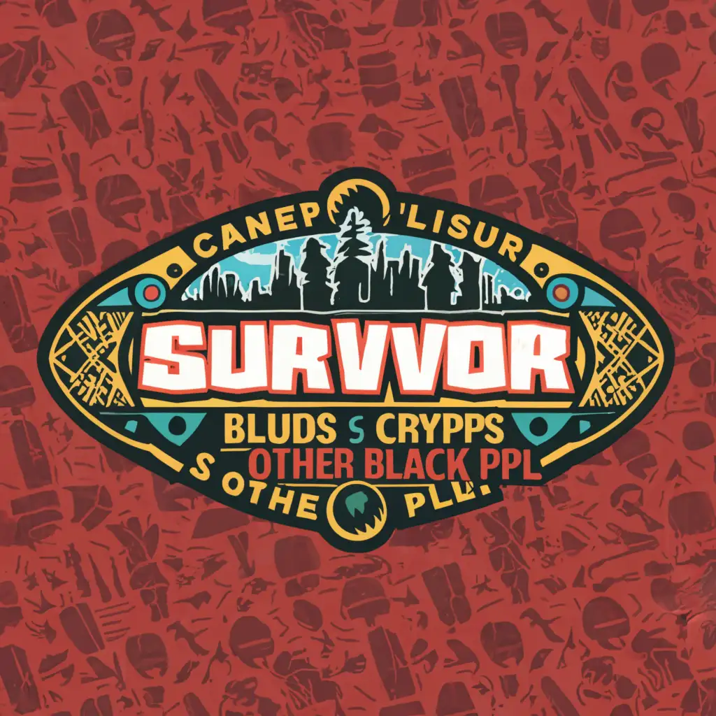 a logo design,with the text "Survivor Bluds vs Cryps vs Other black ppl Outwit, Outplay, Outlast", main symbol:Generate a logo in the style of the survivor, season logos, where the subtitle is Bluds vs Cryps vs Other black ppl,Moderate,be used in Entertainment industry,clear background