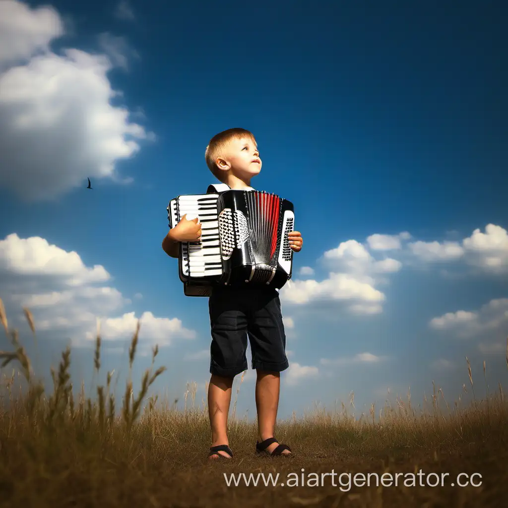 Boy-Playing-Accordion-Under-the-Sky