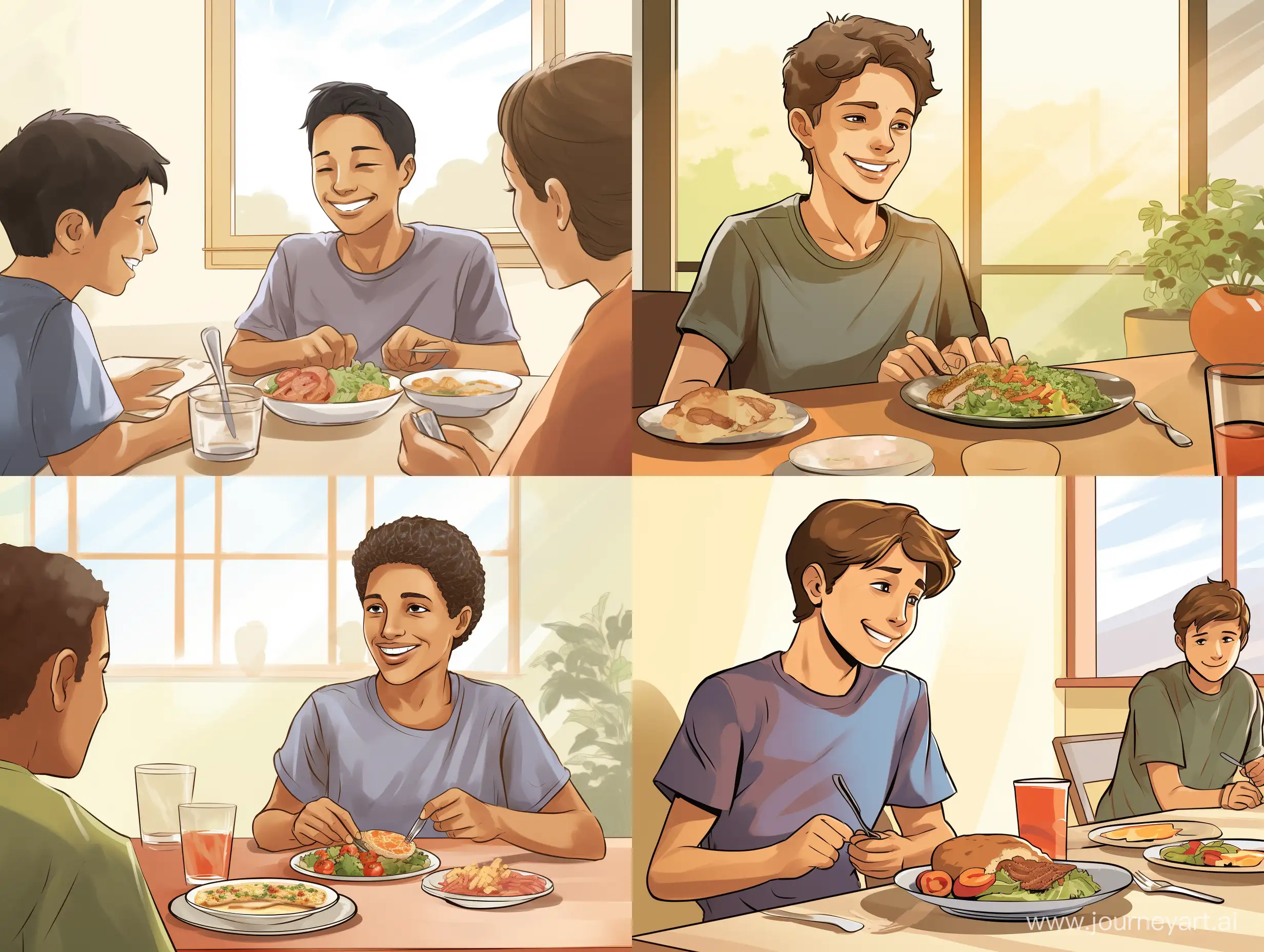 Joyful-Family-Lunch-Smiling-Teenage-Boy-Bonds-with-Parents-and-Siblings