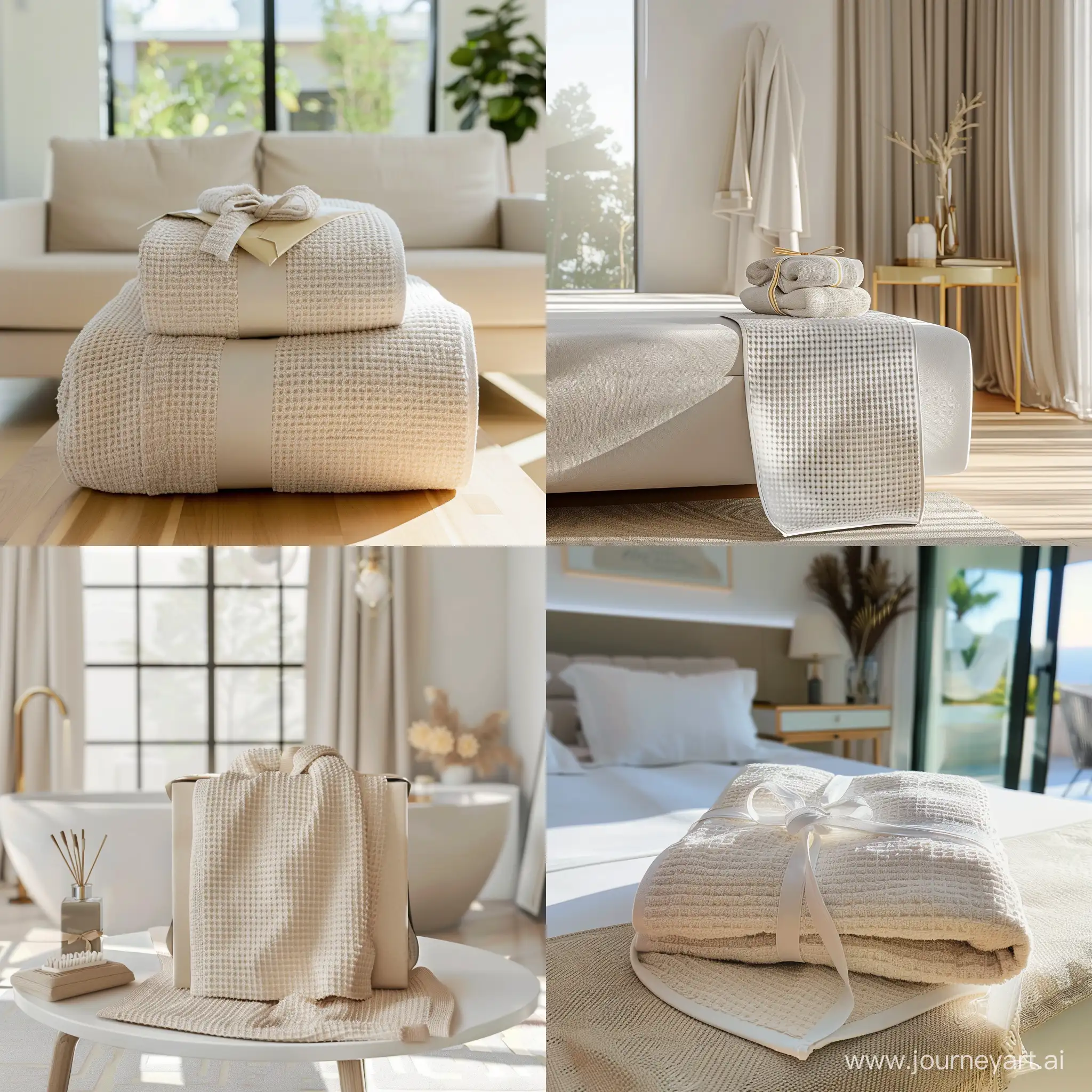 Elegant-Waffle-Bath-Towel-Gift-Packaging-in-Bright-Modern-Room