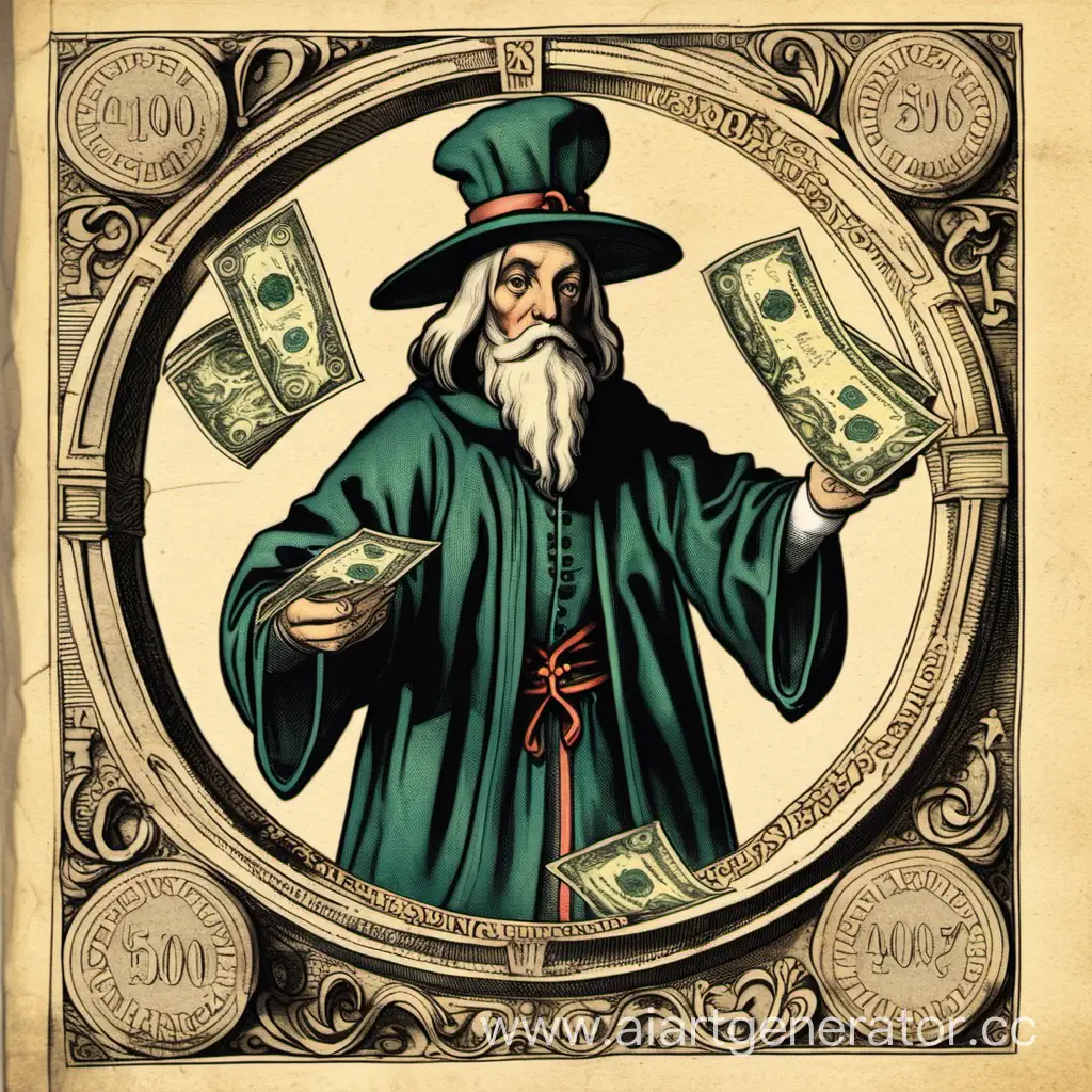 Enchanting-Medieval-Magician-with-Glittering-Currency