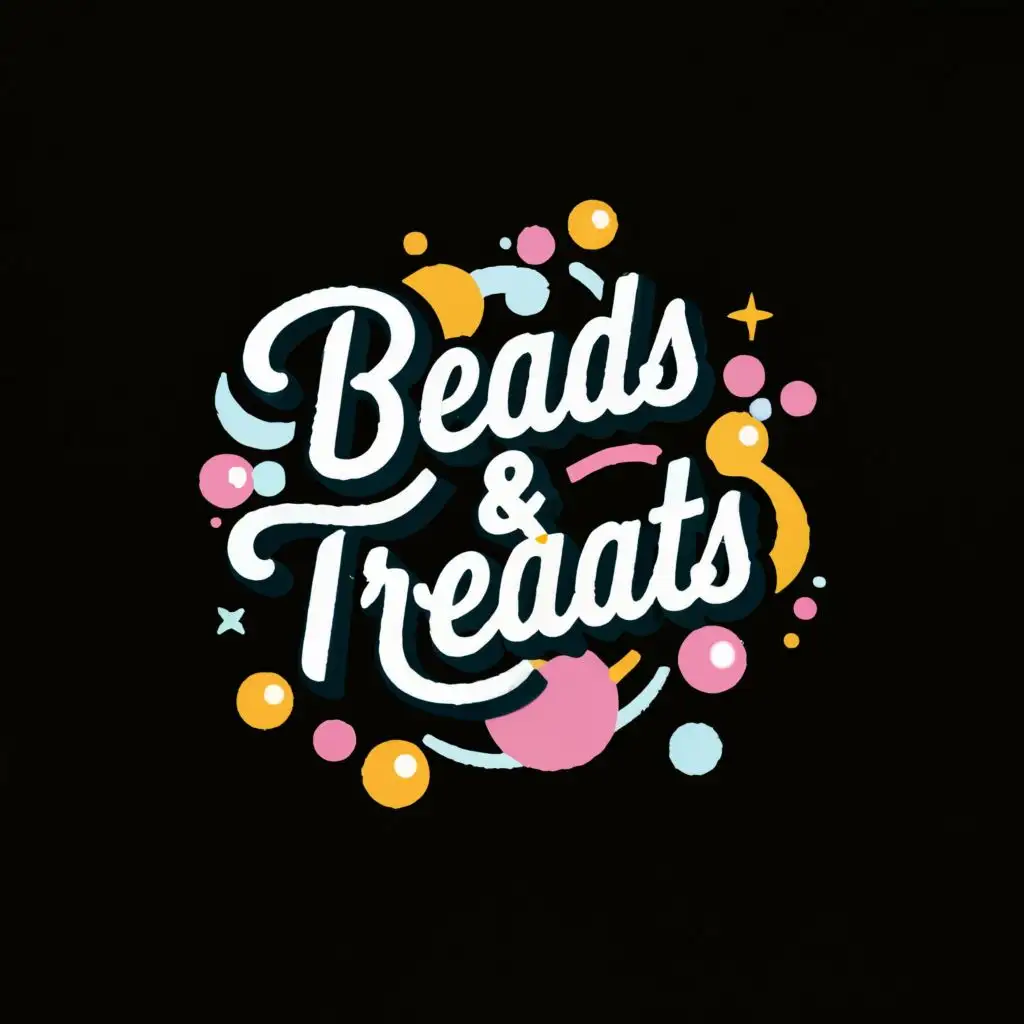 logo, bubbles, with the text "beads & treats", typography, be used in Events industry