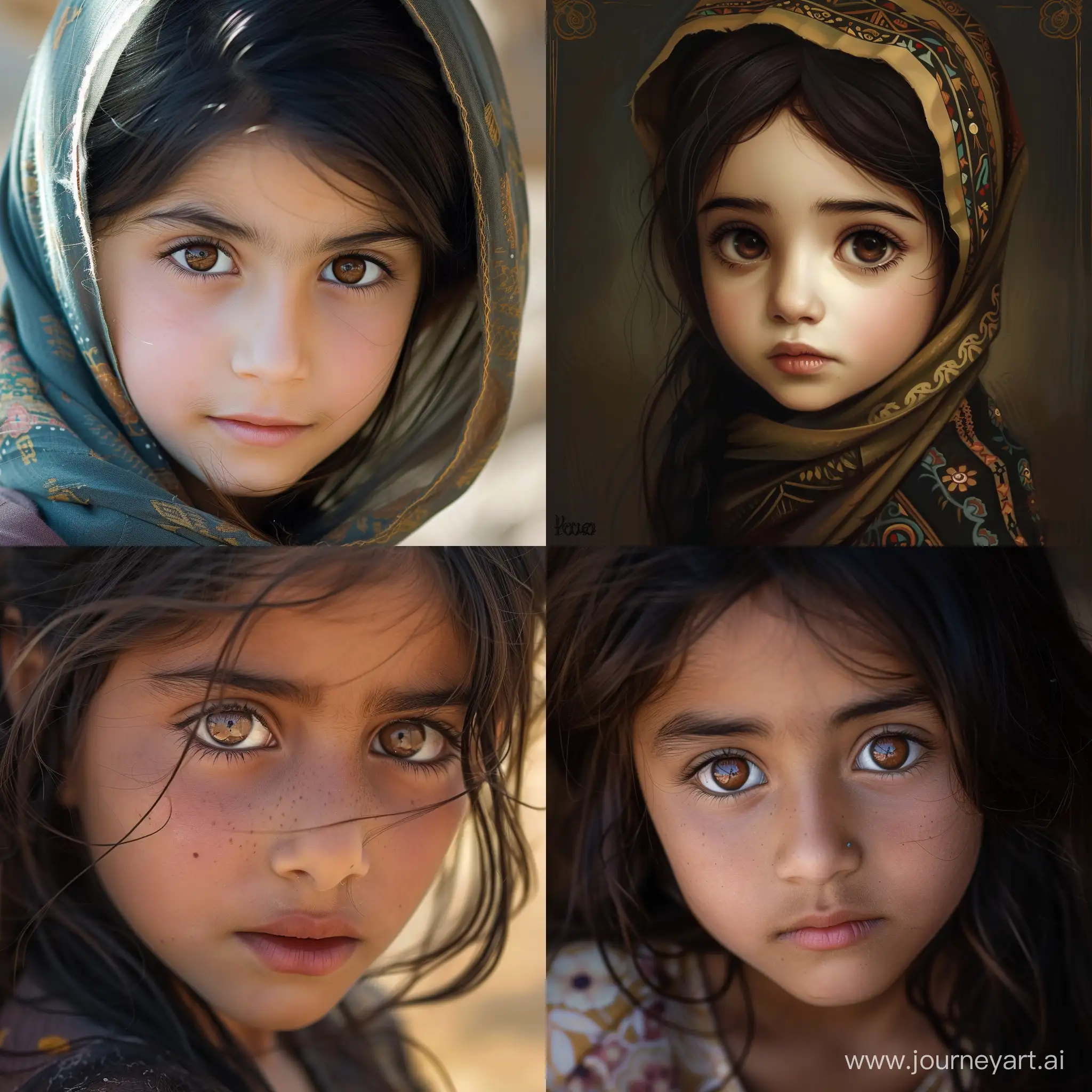 Tan-Kurdish-Girls-with-Brown-Eyes-and-Black-Hair-Cultural-Beauty-Portrait