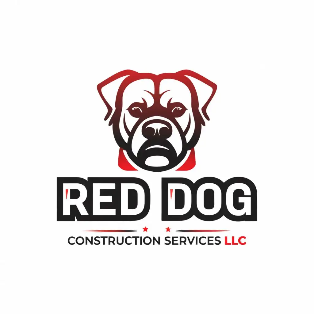 a logo design,with the text "Red Dog Construction Services LLC", main symbol:Rottweiler ,complex,be used in Construction industry,clear background
