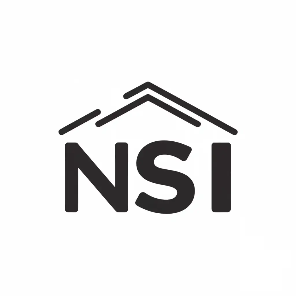 a logo design, with the text 'NSI', main symbol: Roof, Moderate, clear background