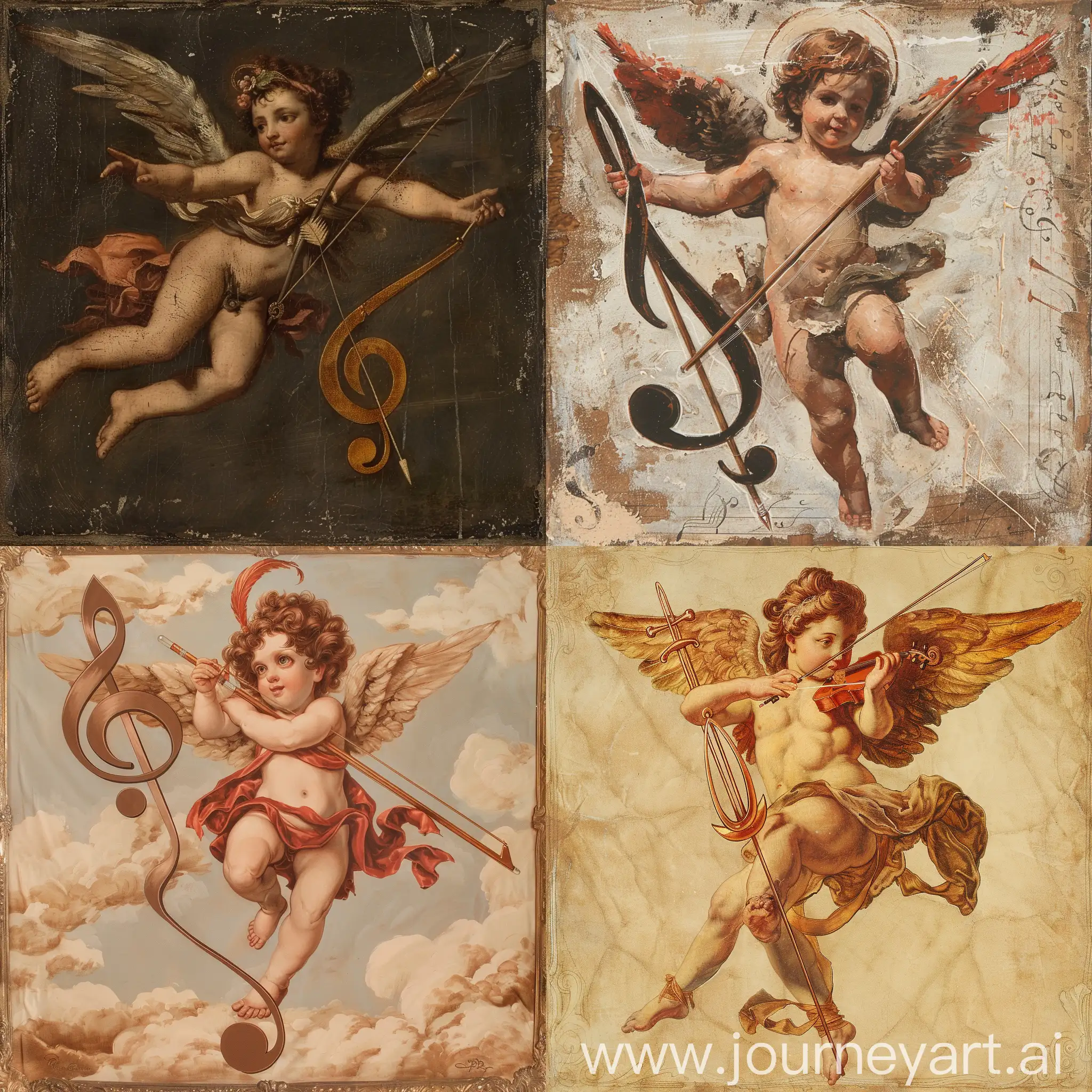 Cupid-Playing-Music-with-a-Treble-Clef-Bow