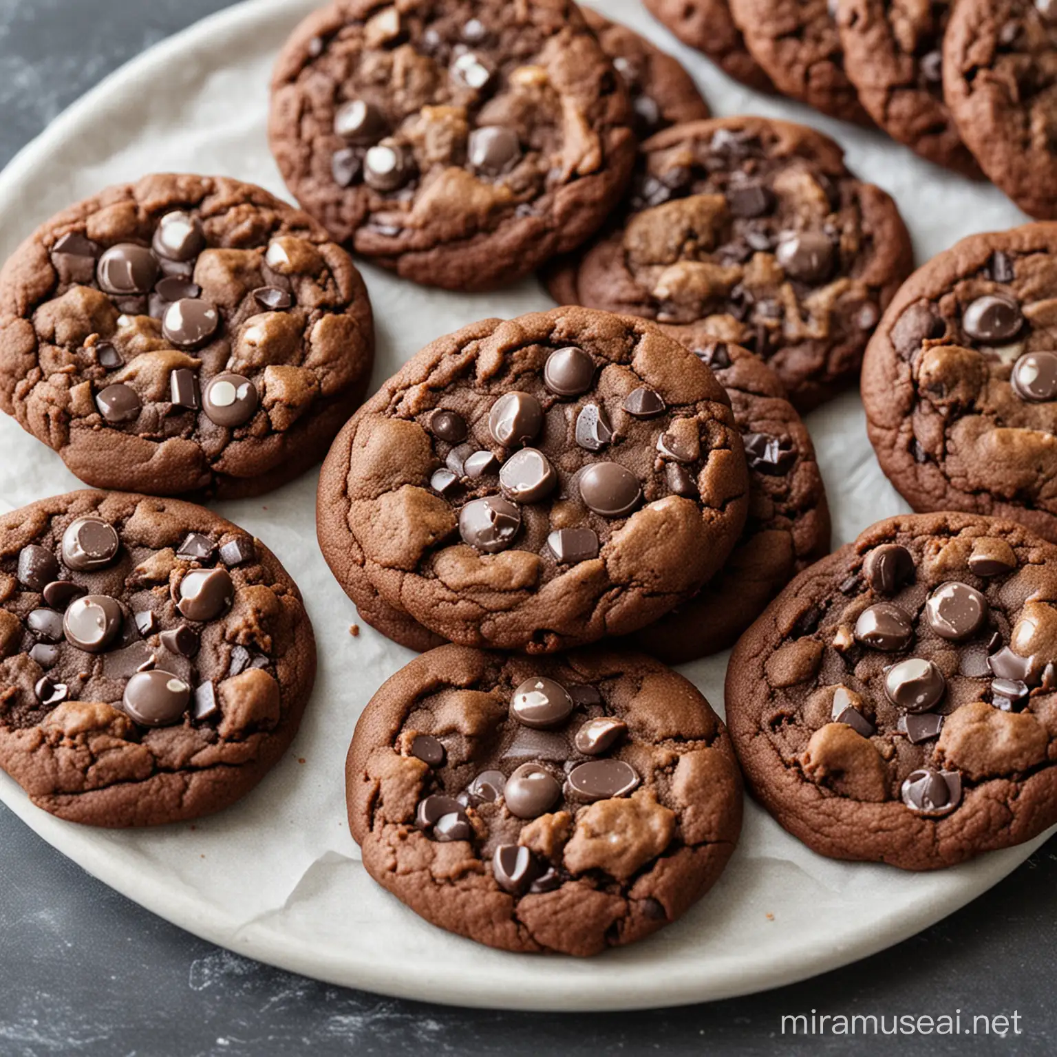 Delicious Black Chocolate Chip Cookies on Baking Tray