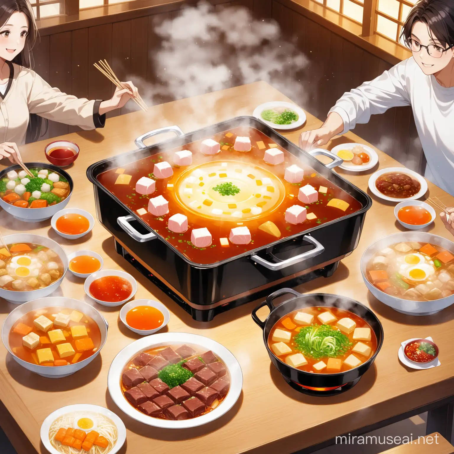Celebratory Hotpot Feast with Toasting Friends