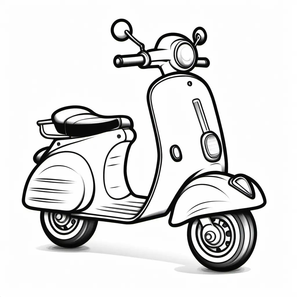 coloring book for kids, scooter, white background, clean lines
