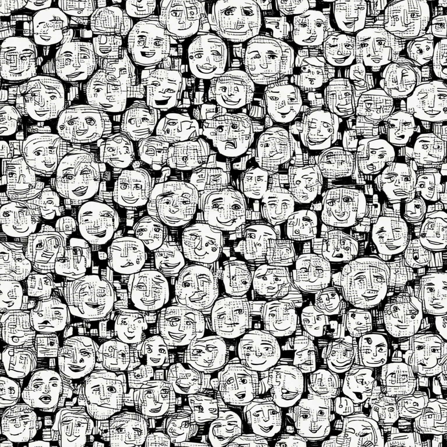 pattern, clipart, simple faces, no color


