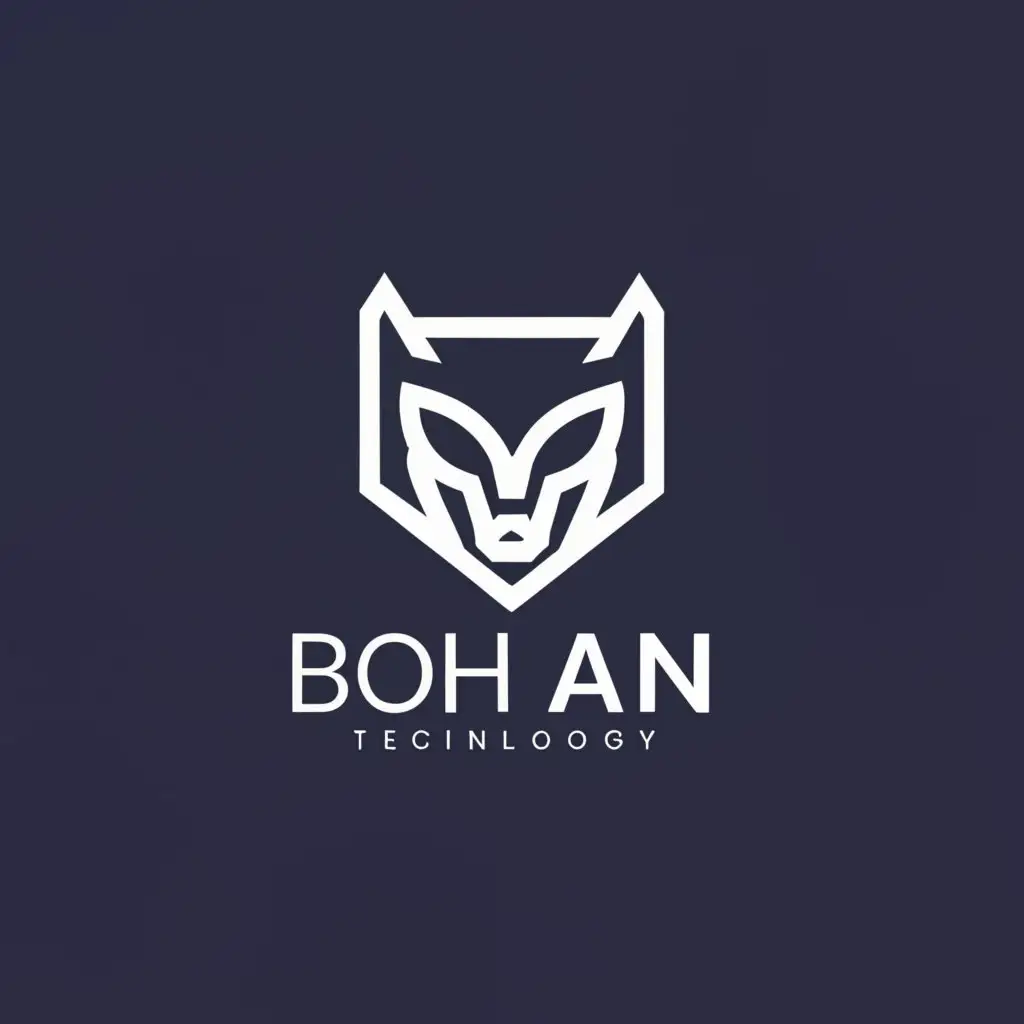 a logo design,with the text "BOHAN", main symbol:Wolf,Minimalistic,be used in Technology industry,clear background