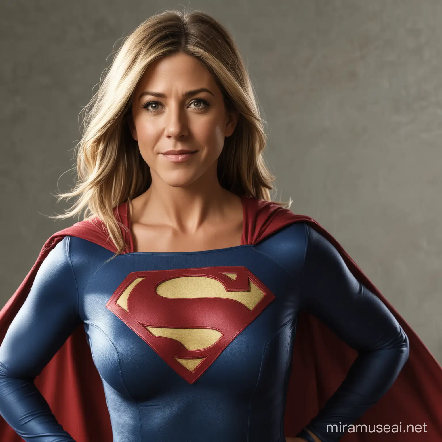 Jennifer Aniston dressed as Supergirl, cinematic, 8k 